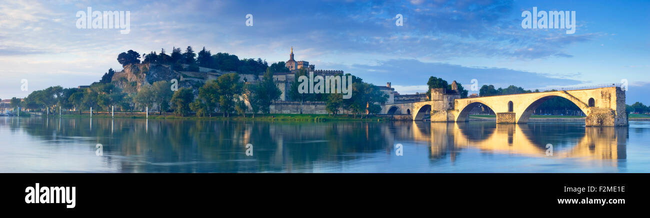 The Pont Benezet and the river Rhone, Avignon, at dawn Stock Photo
