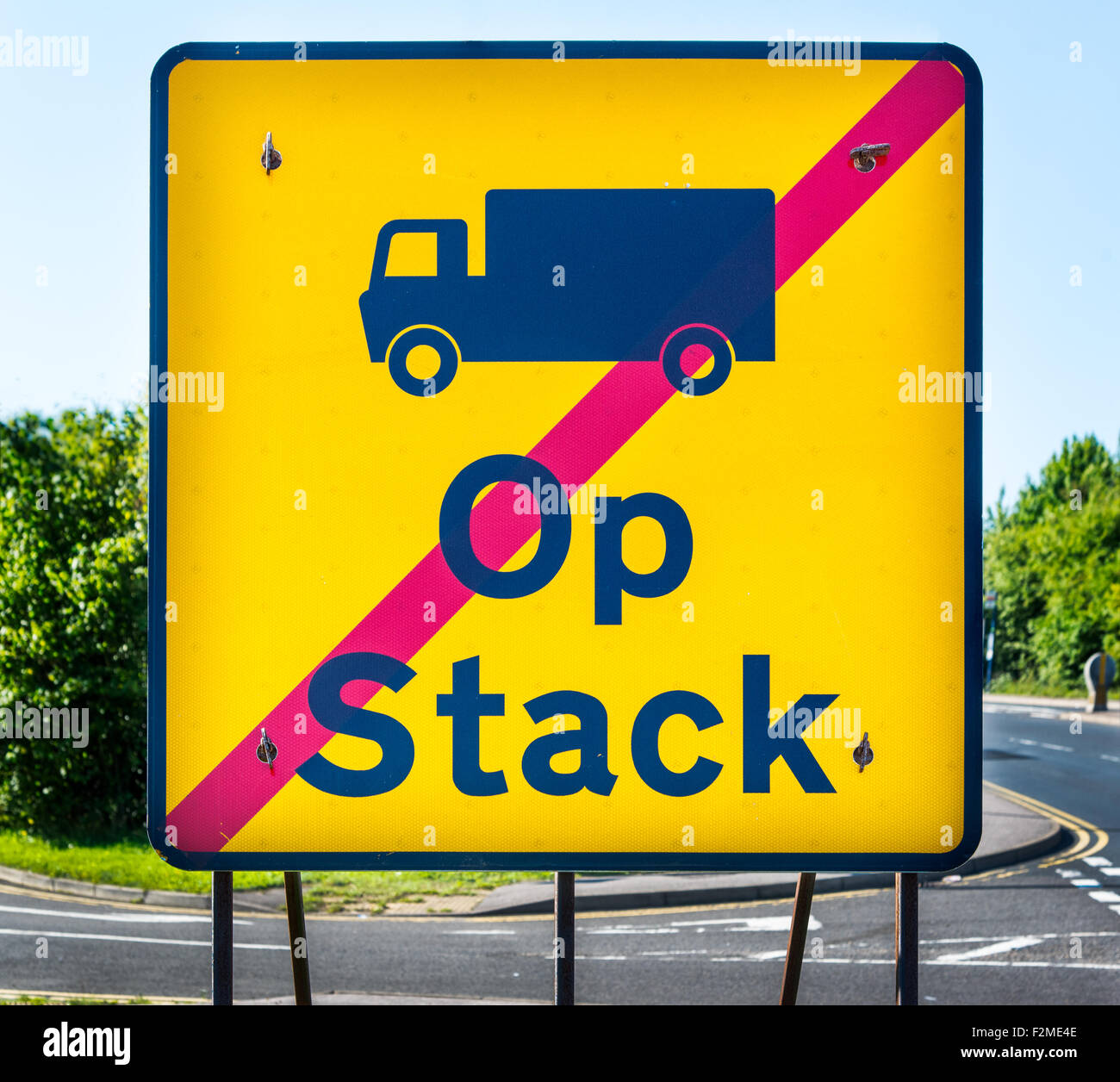 Sign used on Kent roads when Operation Stack is employed to control freight traffic when delays occur on Channel crossings. Stock Photo