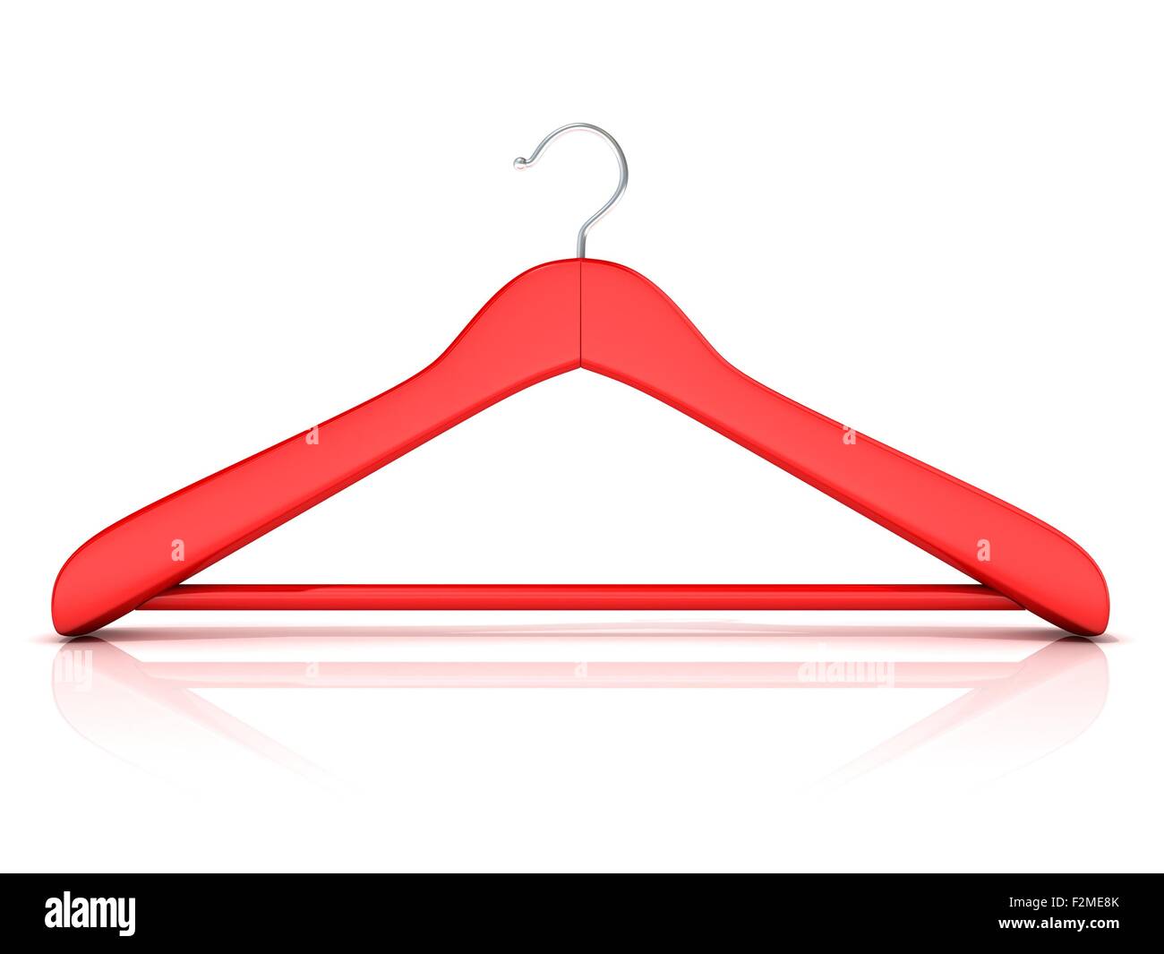 Red clothes hangers, 3D render isolated on white background. Front view Stock Photo