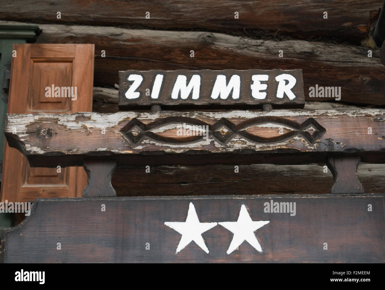 Sign 'Zimmer ', German for 'rooms' , Switzerland Stock Photo