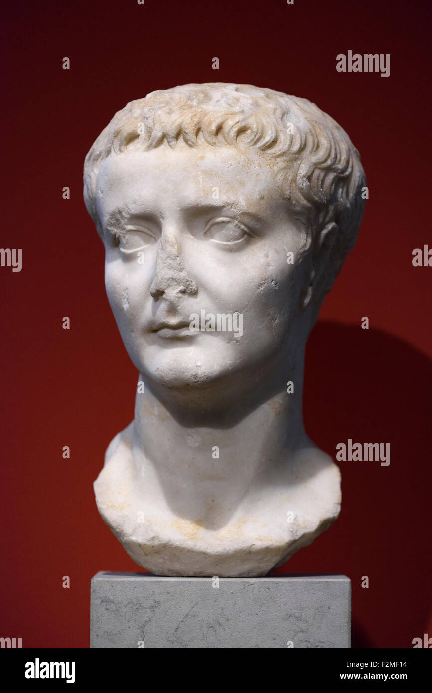 Berlin. Germany. Portrait of Roman Emperor Tiberius, 4-37 AD, Altes Museum. Stock Photo