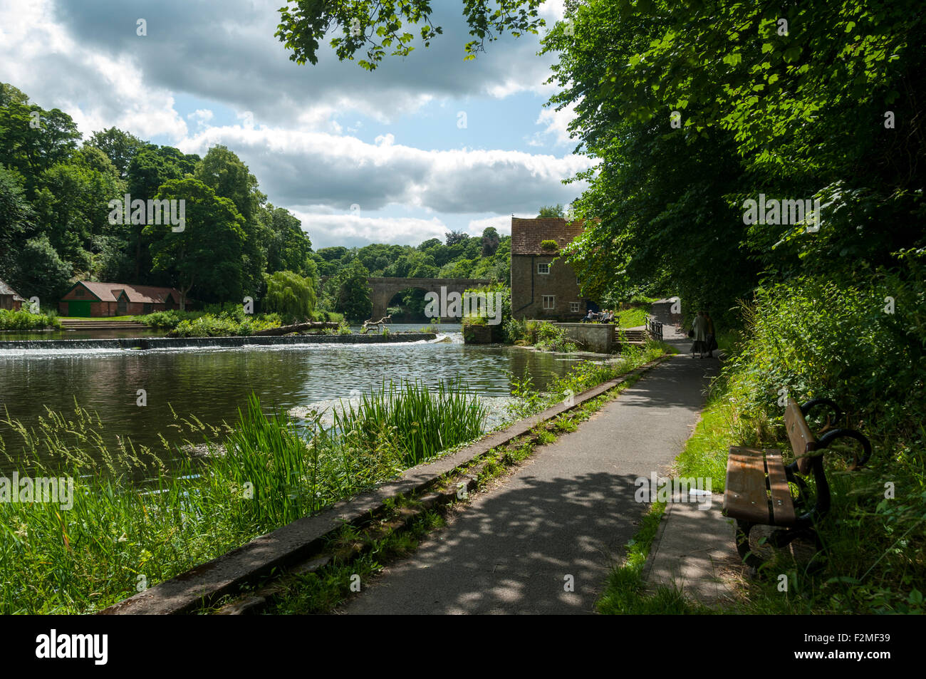 Prebends' Bridge and South Street Mill from the river Wear riverside