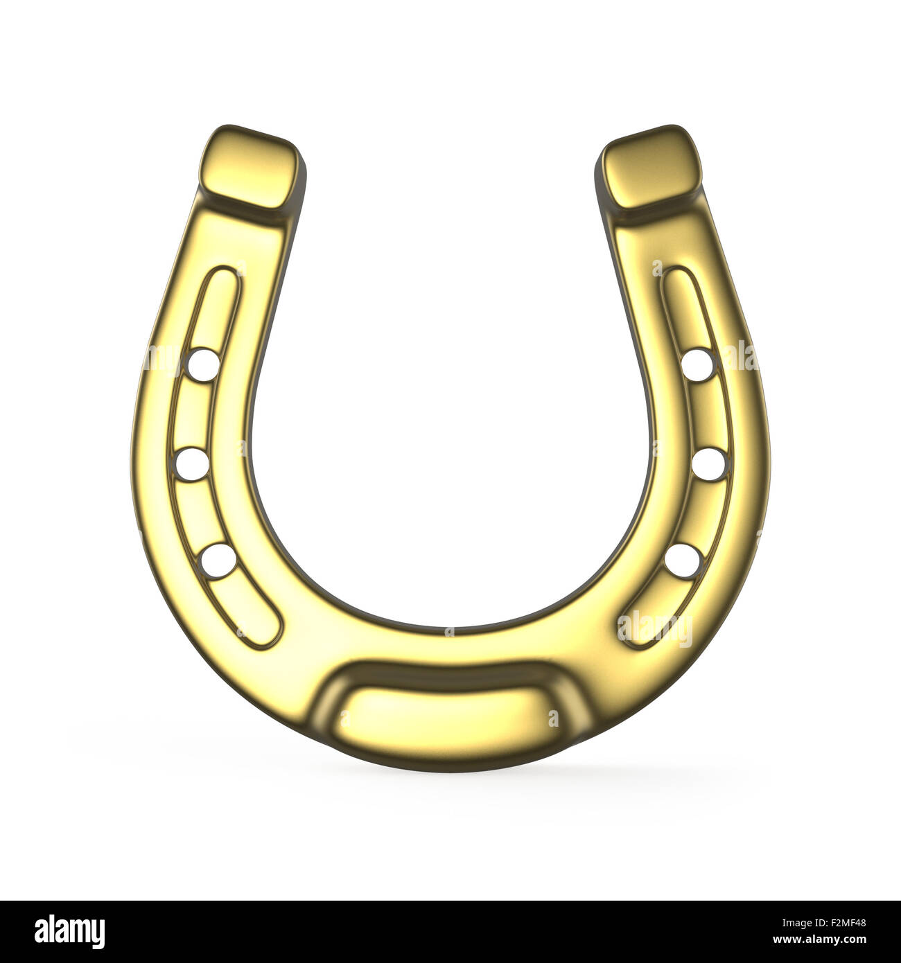 Golden horseshoe. 3D illustration isolated on white background Stock