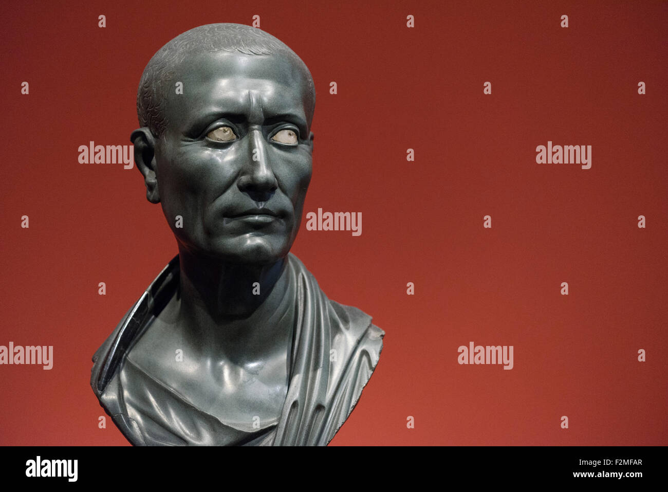 Portrait of Julius Caesar, aka the Green Caesar, Graywacke from Egypt 1-50 AD, Altes Museum, Berlin. Germany. Stock Photo