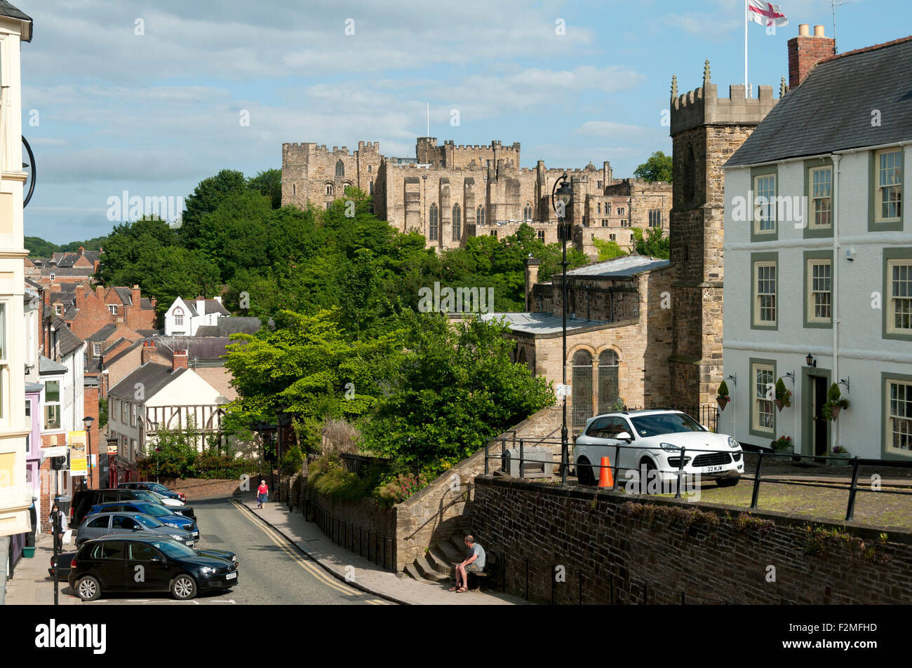 Durham Castle from Crossgate, Durham City, England, UK Stock Photo