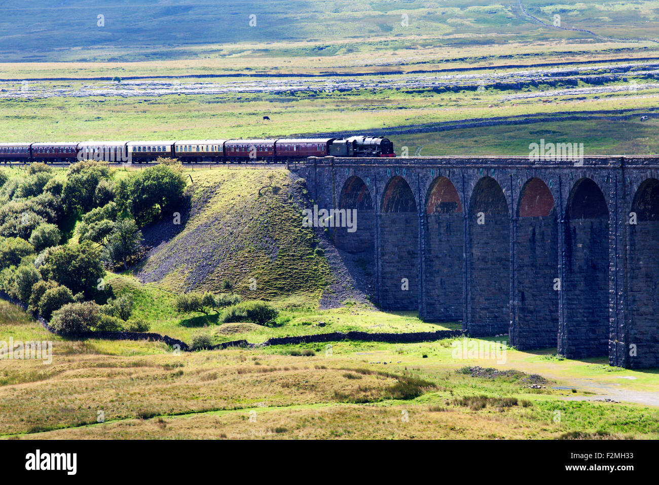 The Fellsman Hauled by 46115 Scots Guardsman Ribblehead Yorkshire Dales North Yorkshire England Stock Photo