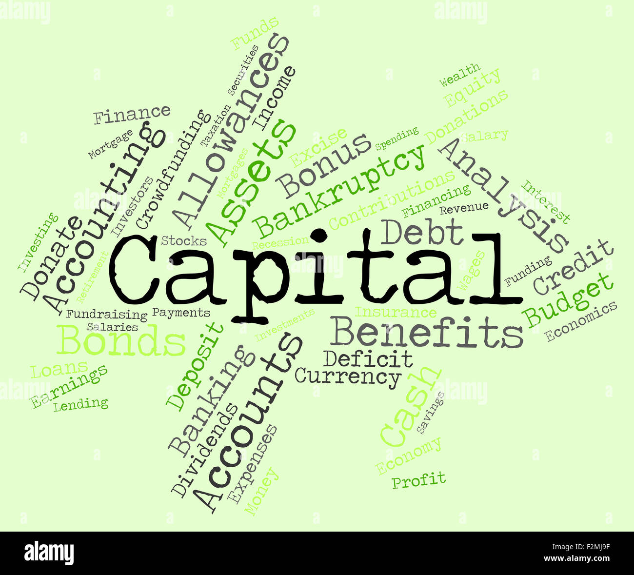 Capital Word Meaning Funds Riches And Rich Stock Photo