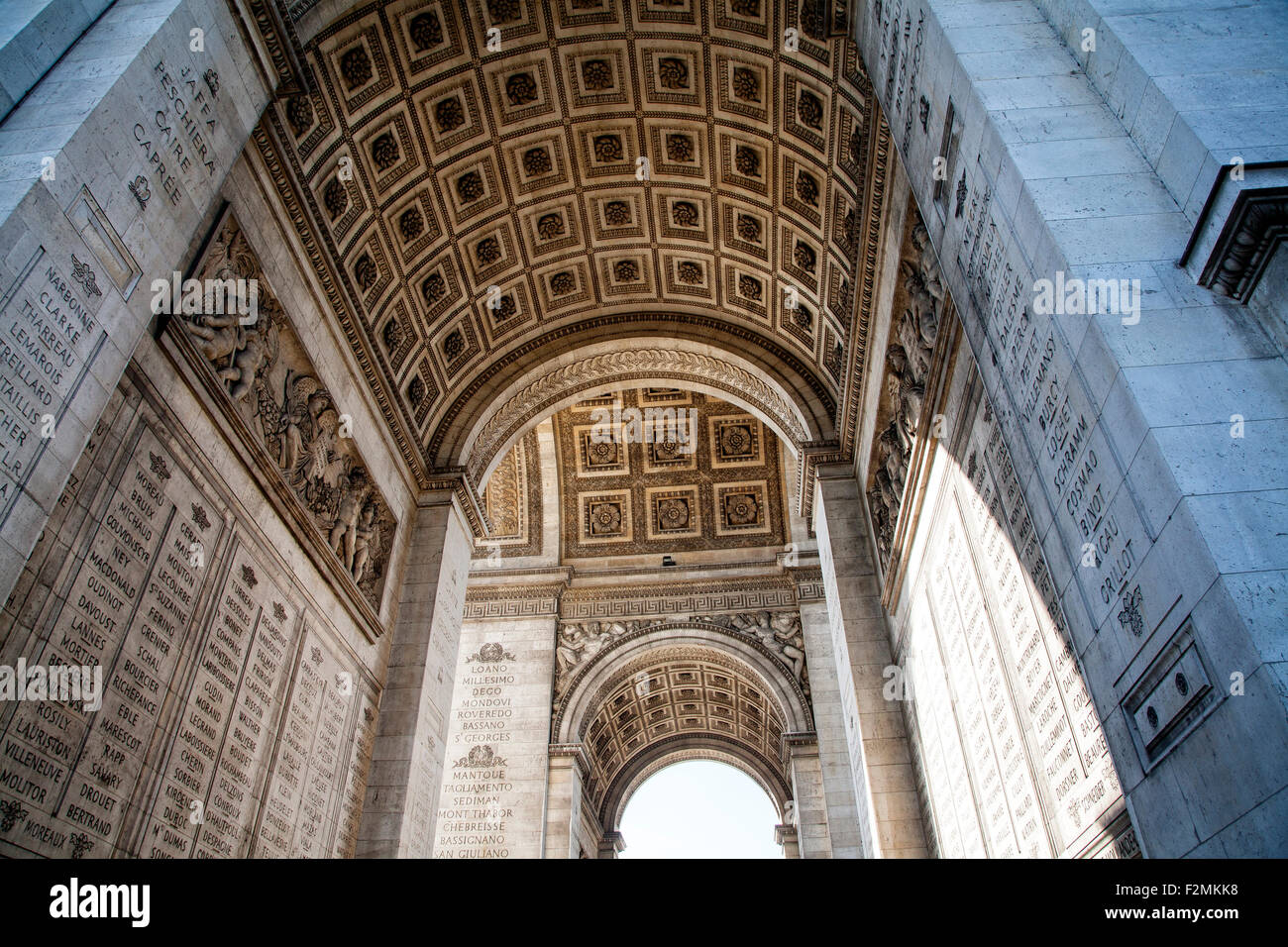 The interior ceilings of the Arc de Triomphe. Paris, France Stock Photo