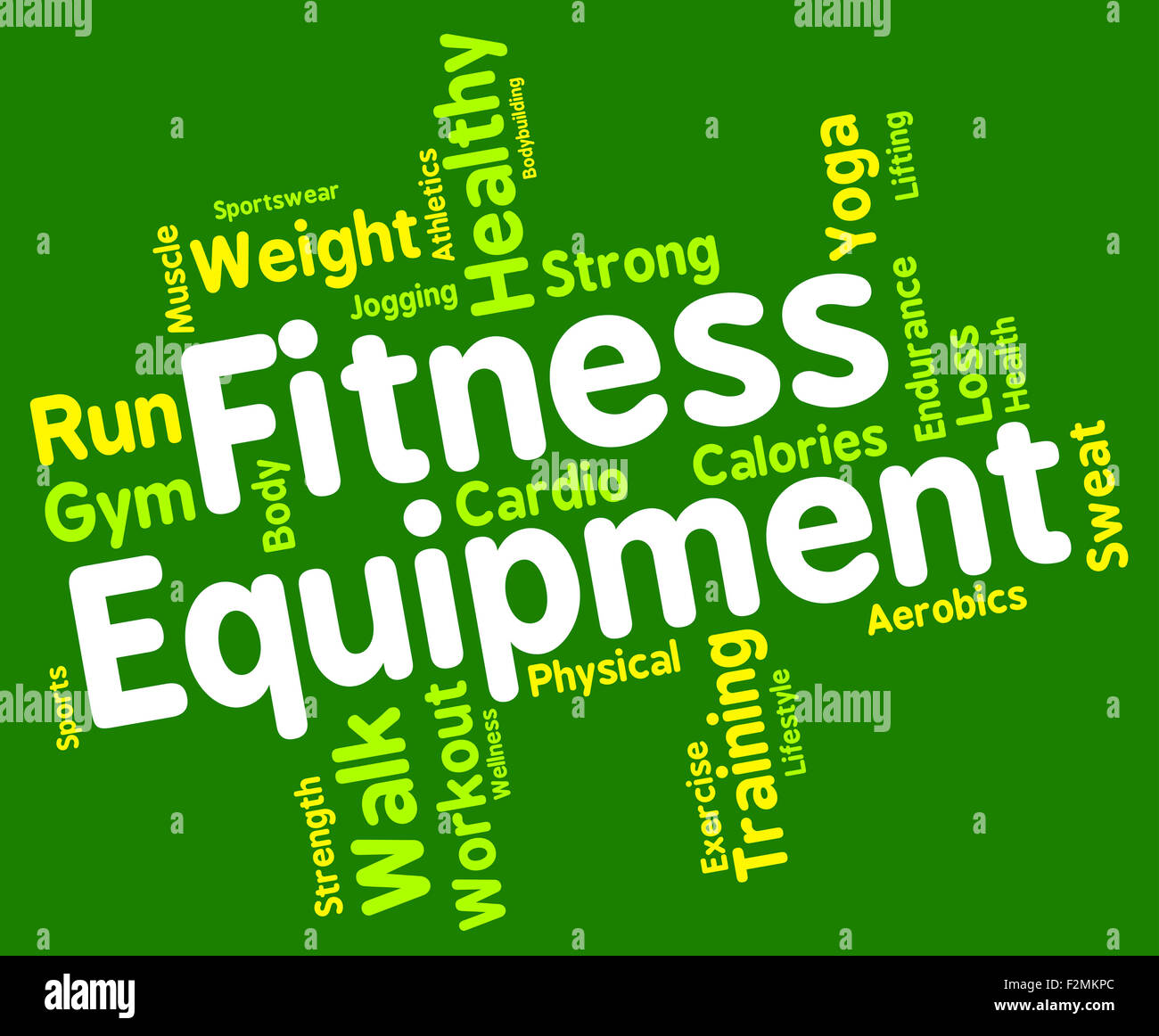 Fitness Equipment Representing Physical Activity And Text Stock Photo