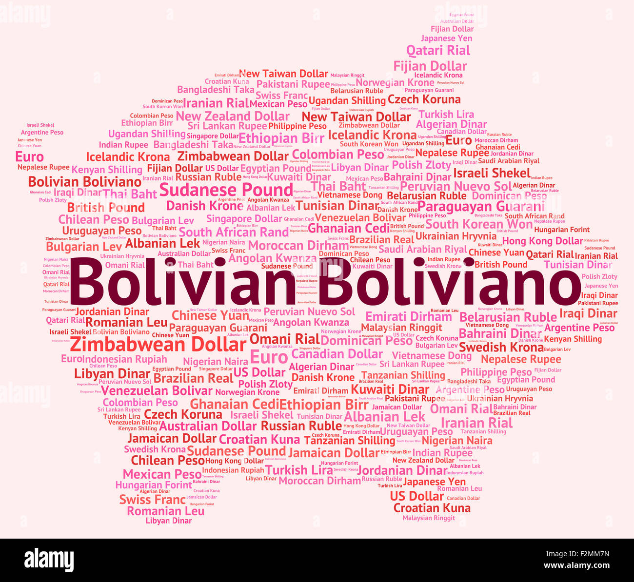 Bolivian Boliviano Representing Currency Exchange And Words Stock Photo