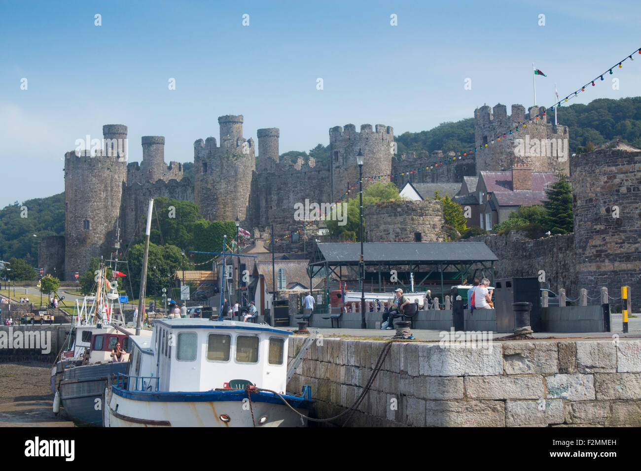Conwy Castle and Quay Conwy North Wales UK Stock Photo