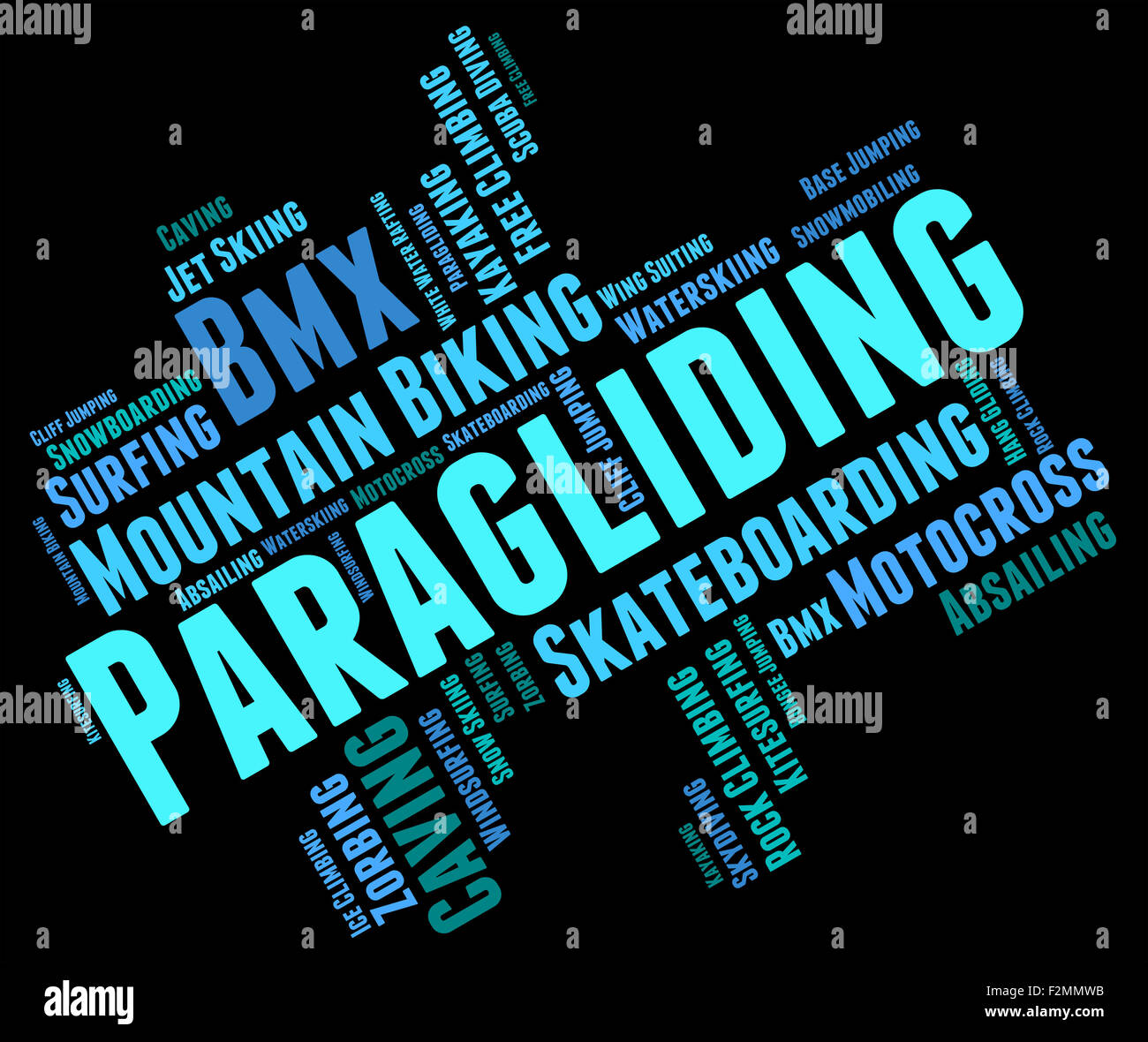 Paragliding Word Representing Paraglider Paragliders And Glider Stock