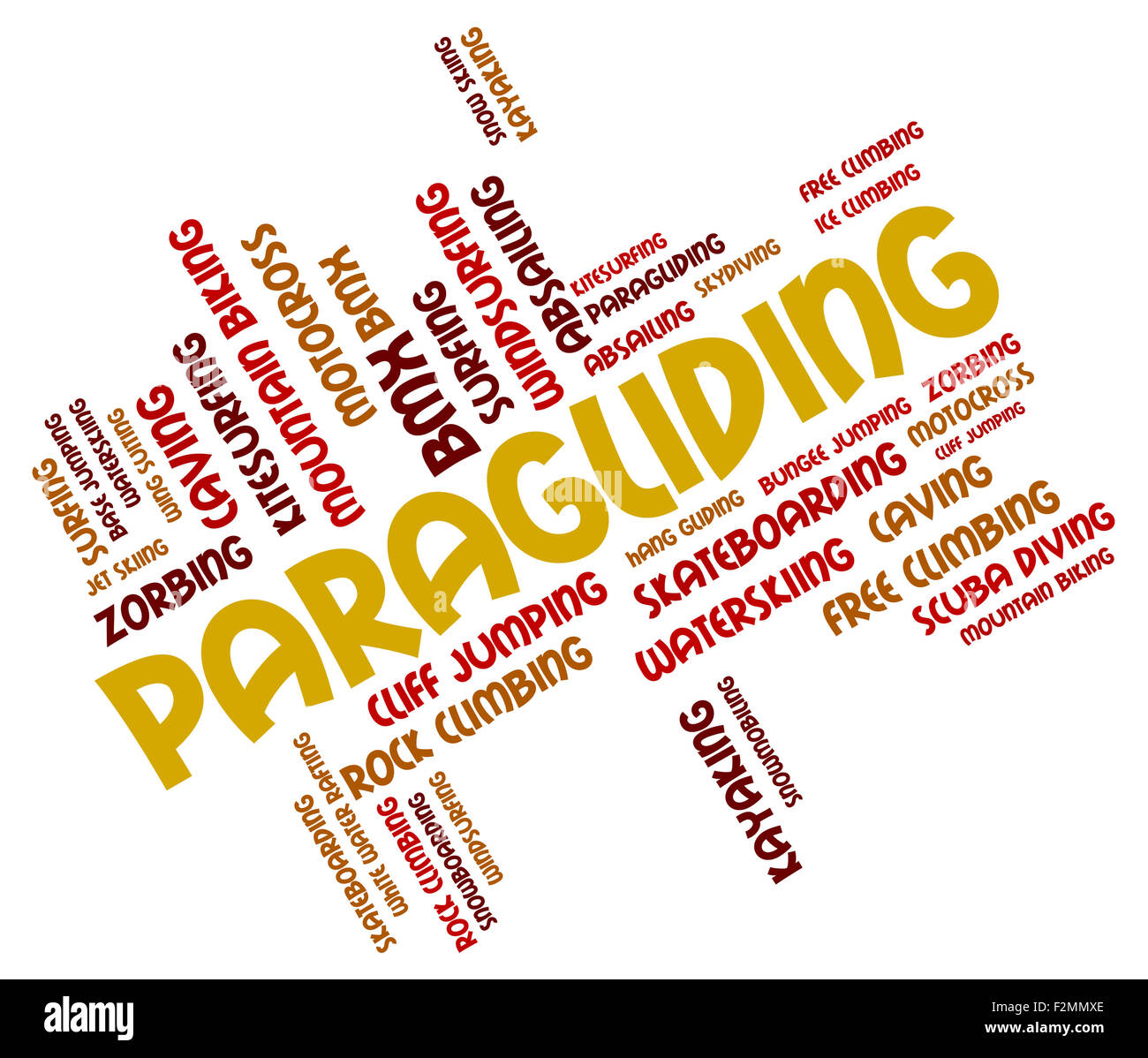 Paragliding Word Representing Wordcloud Glider And Paraglider Stock