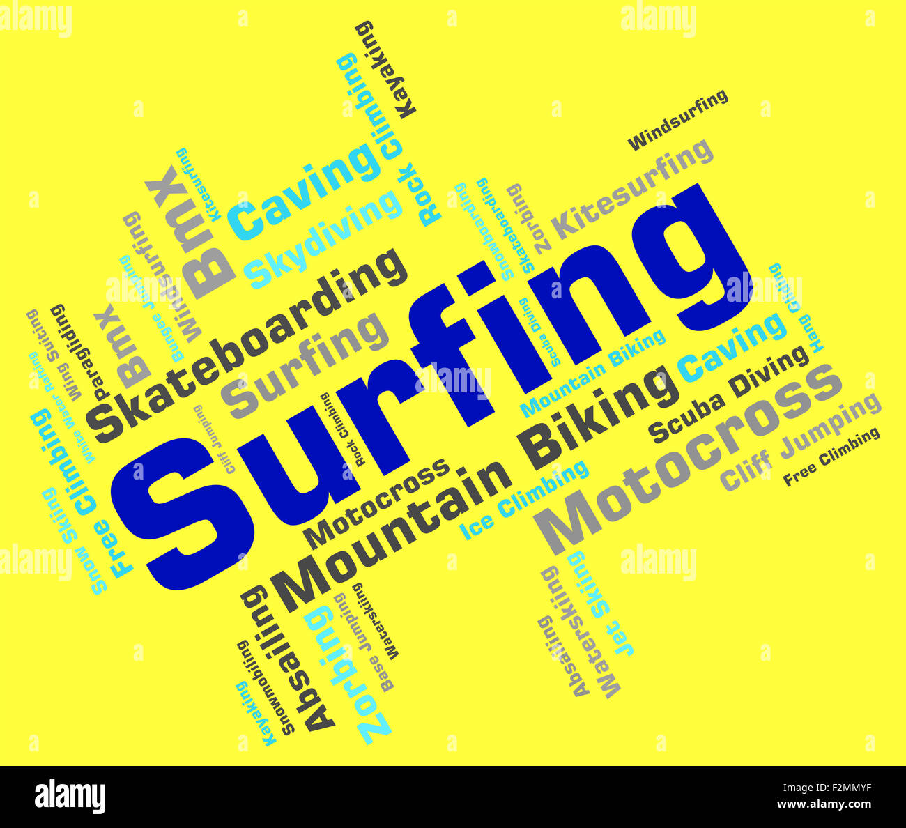 Surfing Word Meaning Surfer Beach And Wordcloud Stock Photo Alamy