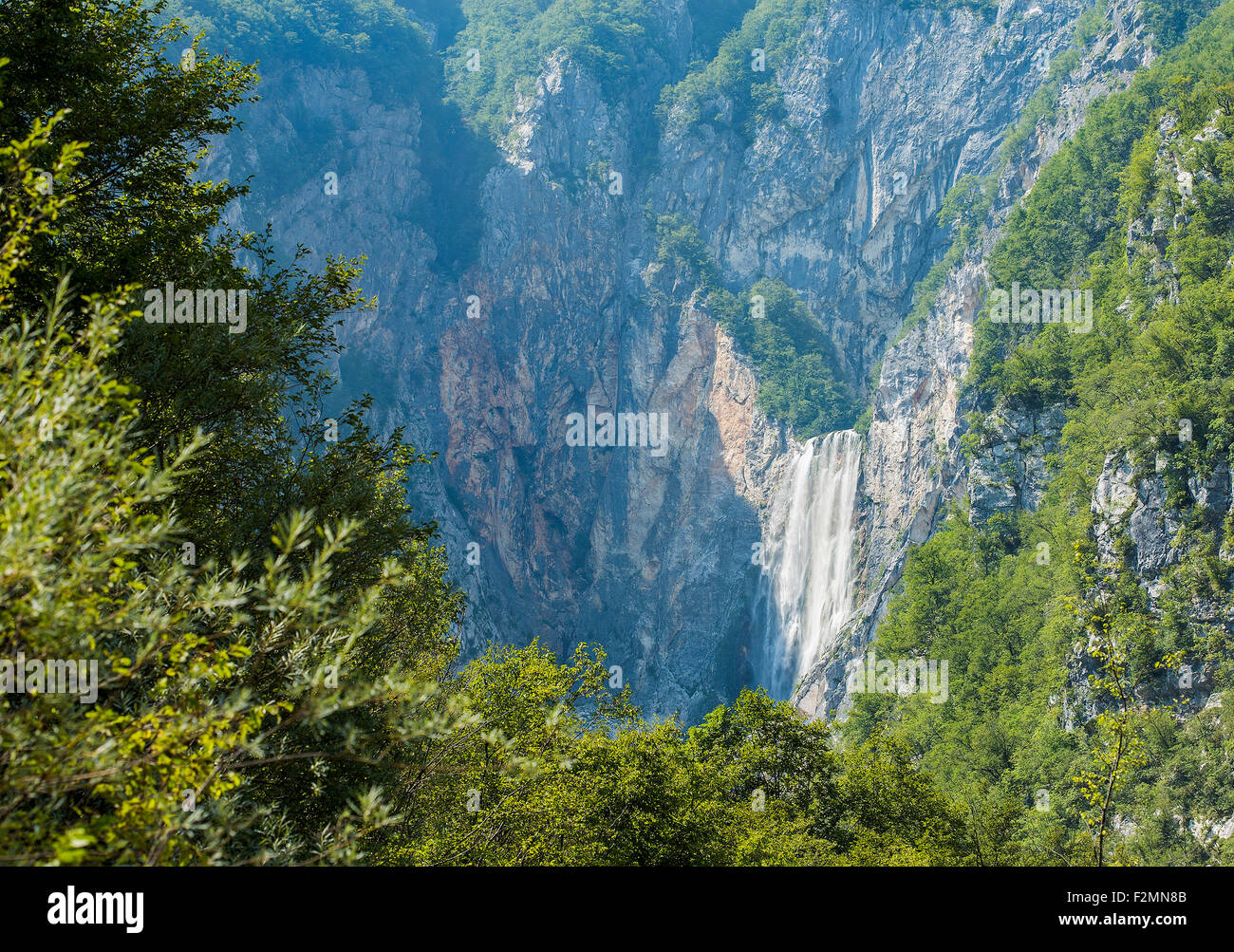 Clean water stream named 'Boka' located in Slovenia Stock Photo