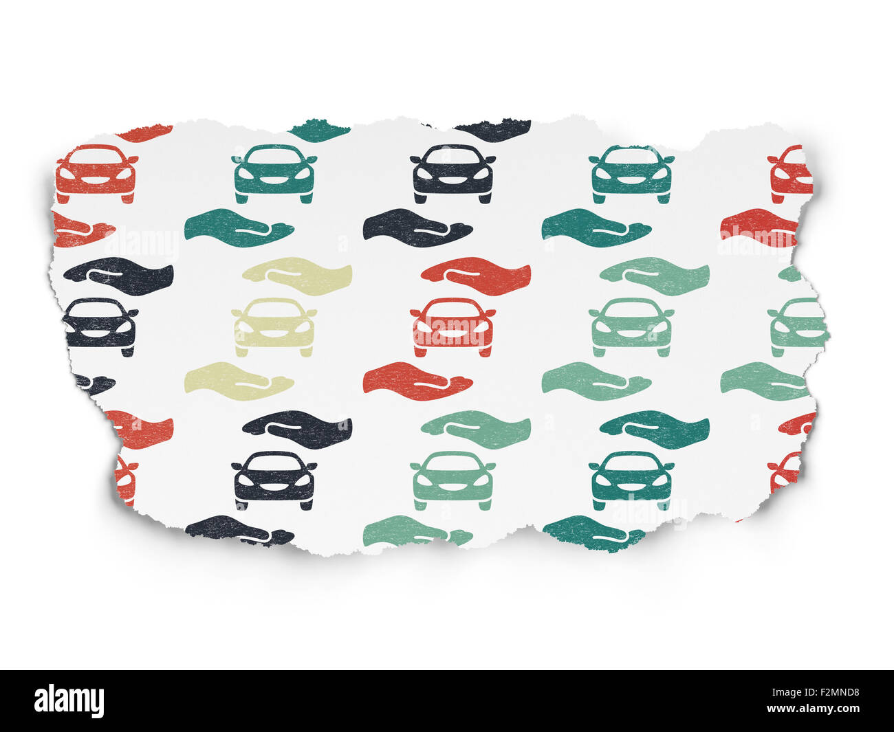 Insurance concept: Car And Palm icons on Torn Paper background Stock ...