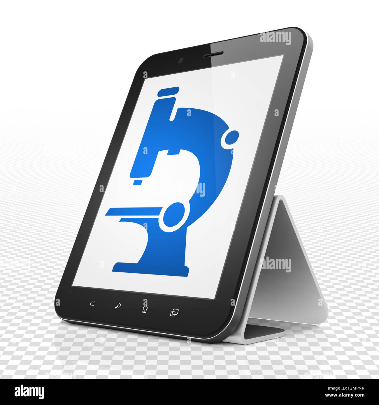 Science concept: Tablet Computer with Microscope on display Stock Photo ...