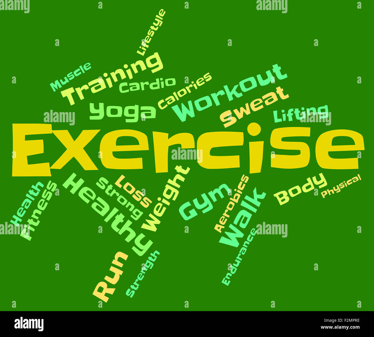 Exercise words representing physical activity hires stock photography