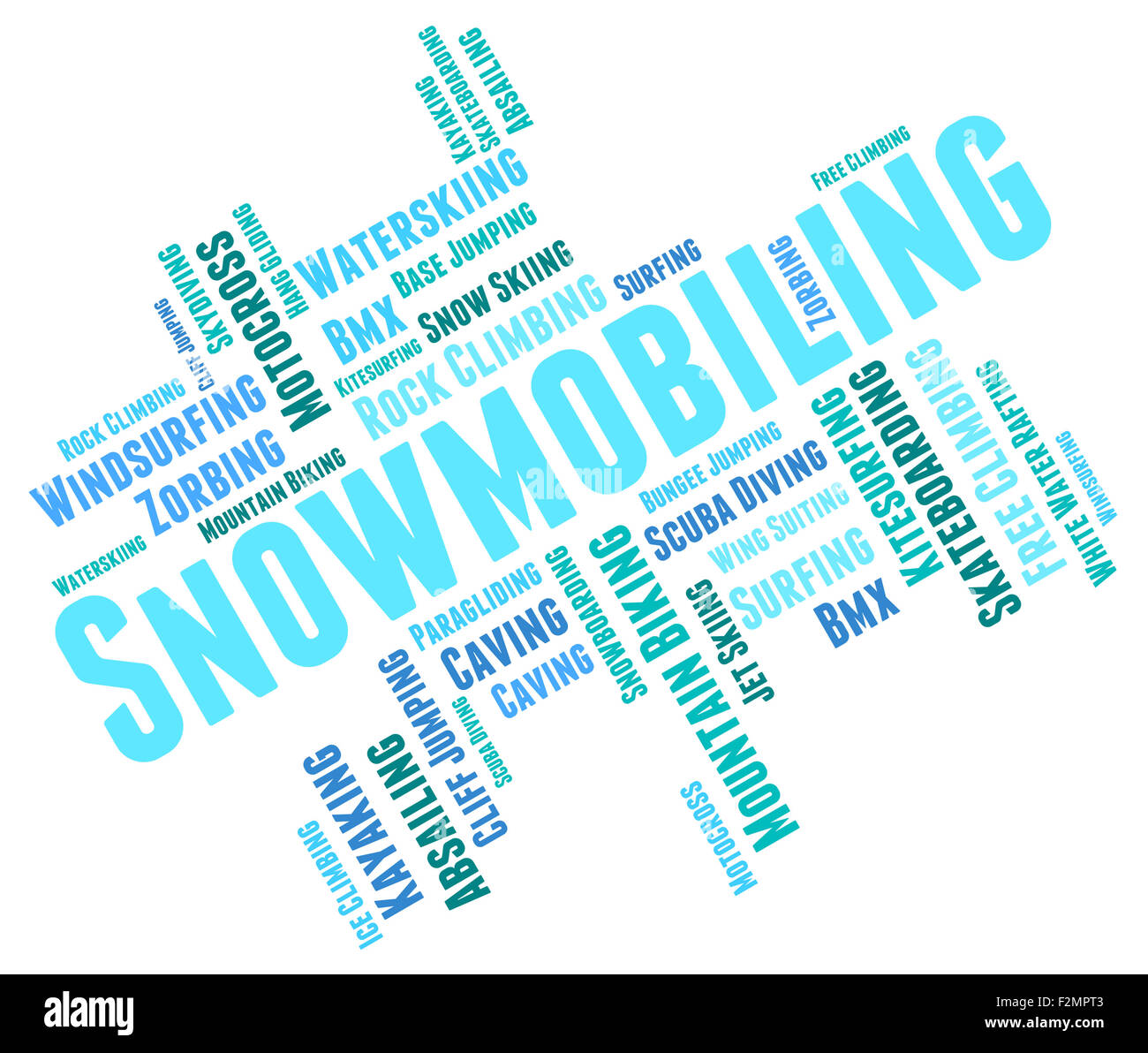 Snowmobiling Word Indicating Winter Sport And Sled Stock Photo Alamy