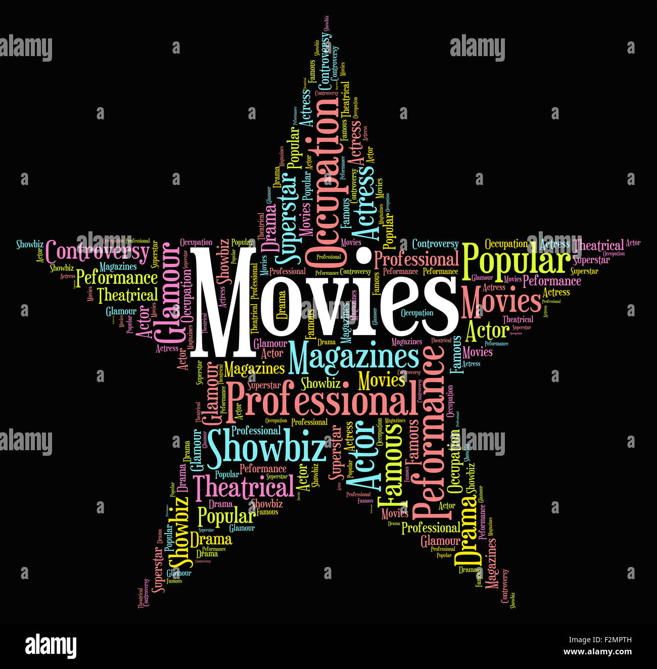 Movies Star Representing Picture Show And Words Stock Photo