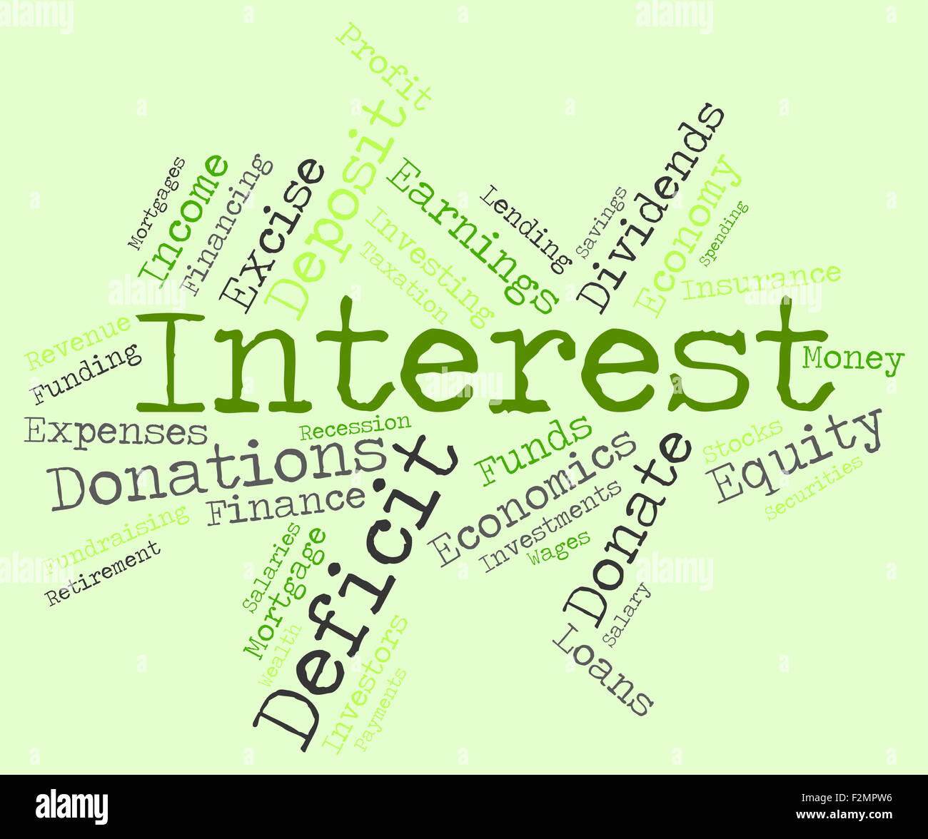 Interest Word Indicating Profits Yield And Words Stock Photo