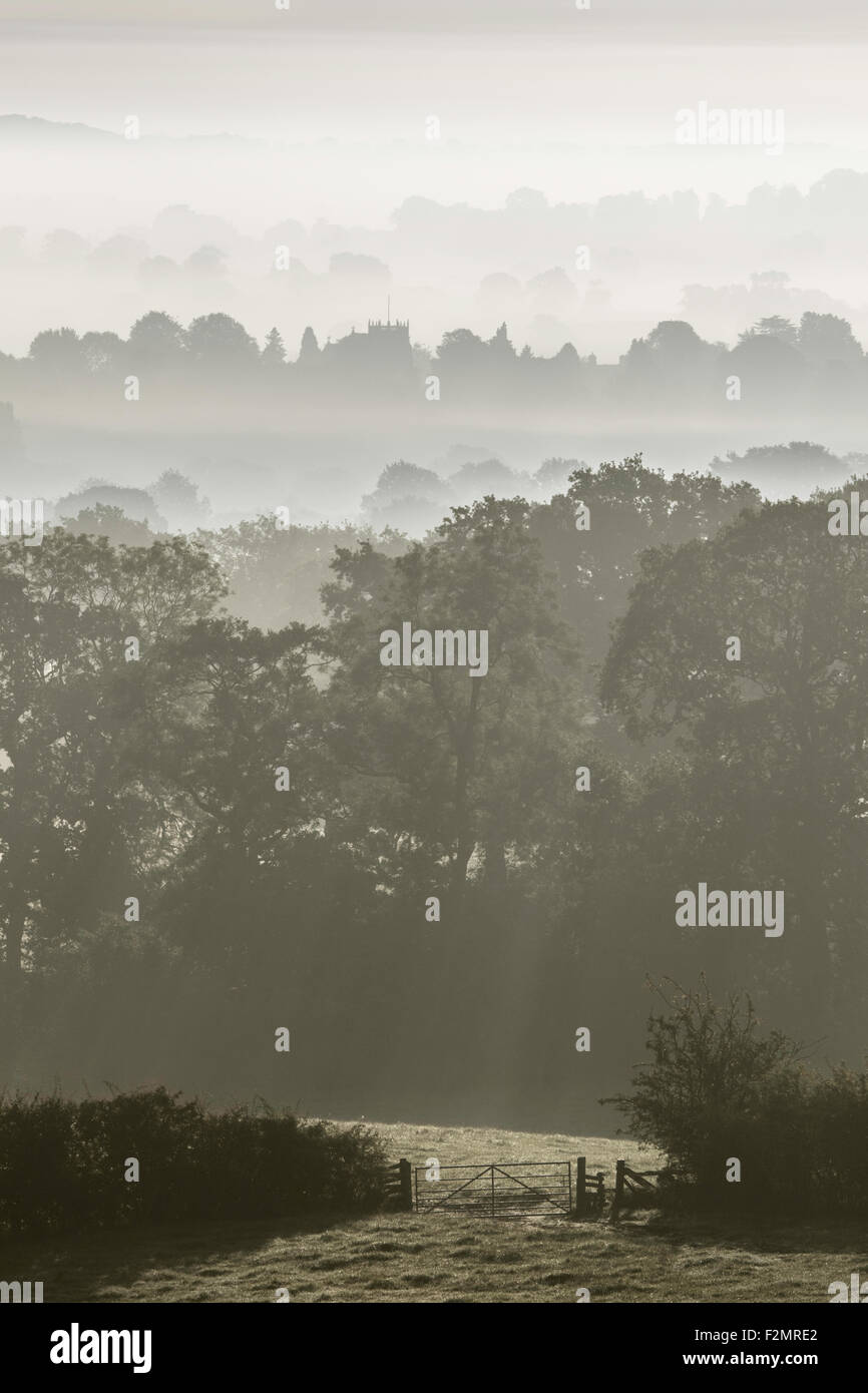 Autumn dawn over the Worcestershire village of Alvechurch, England, UK Stock Photo