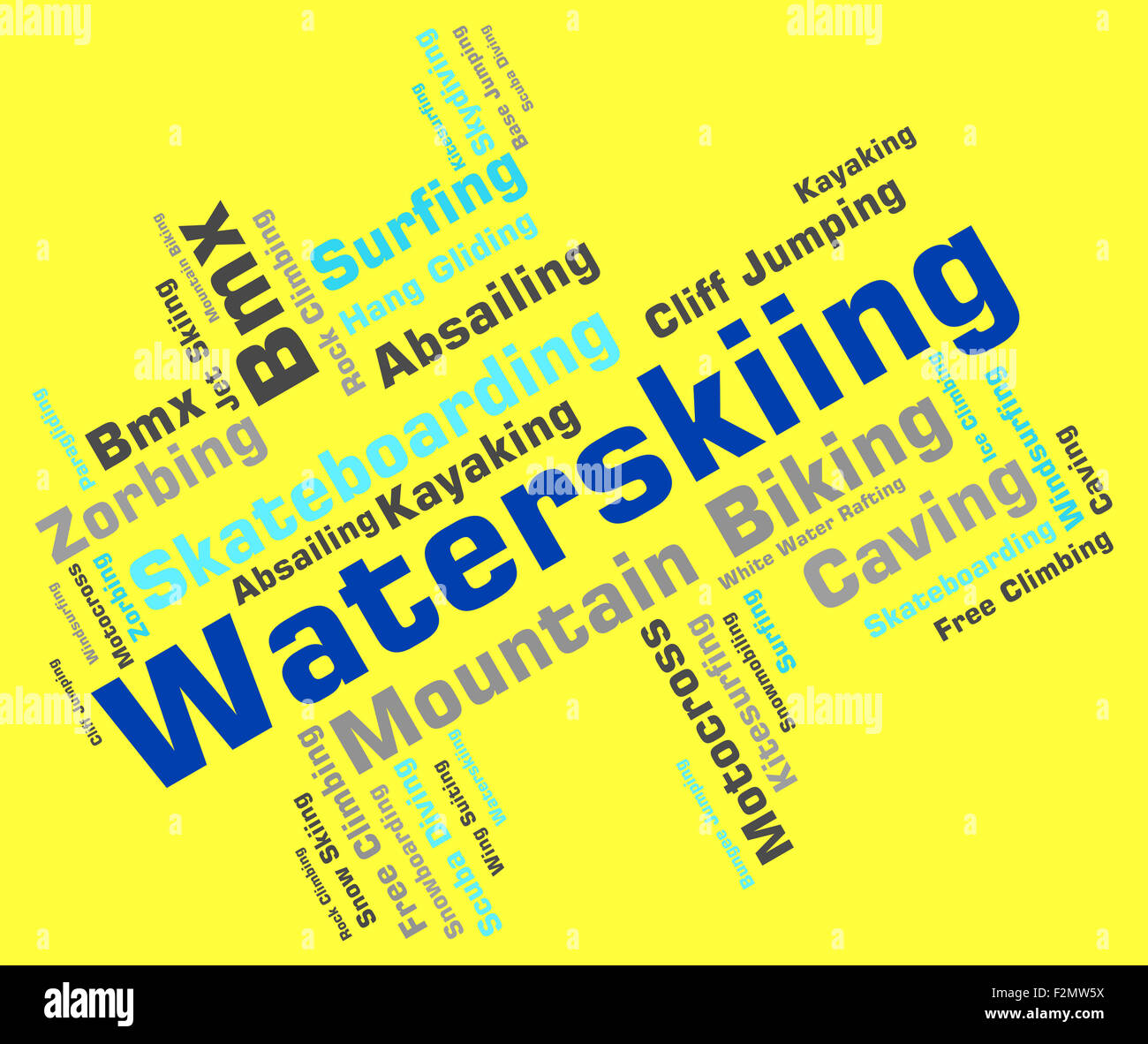 Waterskiing Word Meaning Wordcloud Text And Waterskiers Stock Photo Alamy