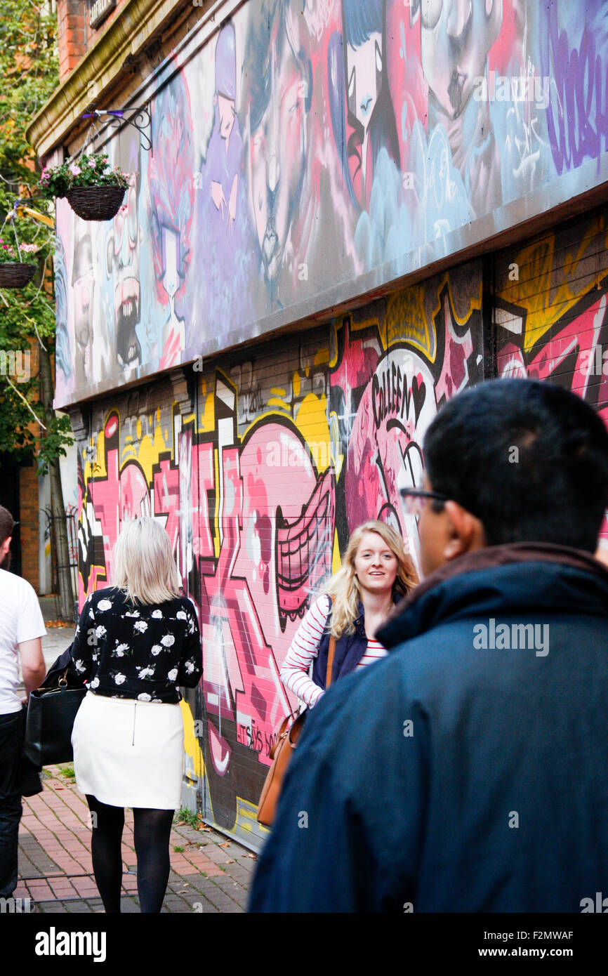 BELFAST, NORTHERN IRELAND - 18 September 2015: Visitors enjoy Belfast Culture Night Stock Photo