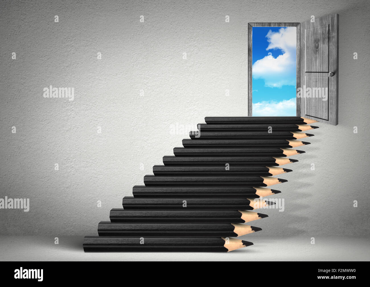 stairs from pencils, opportunity creative concept Stock Photo
