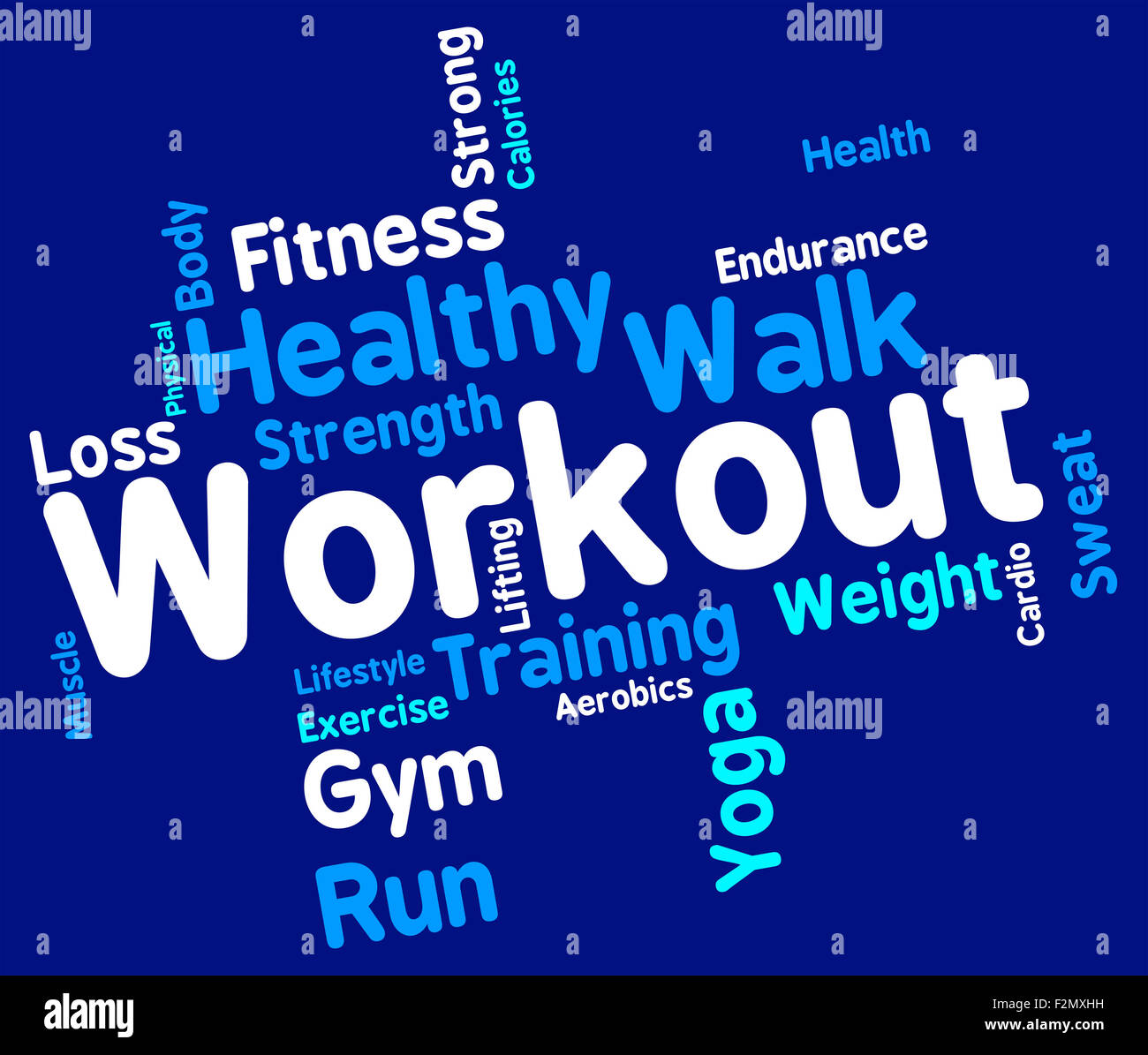 Workout Words Representing Physical Activity And Exercise Stock