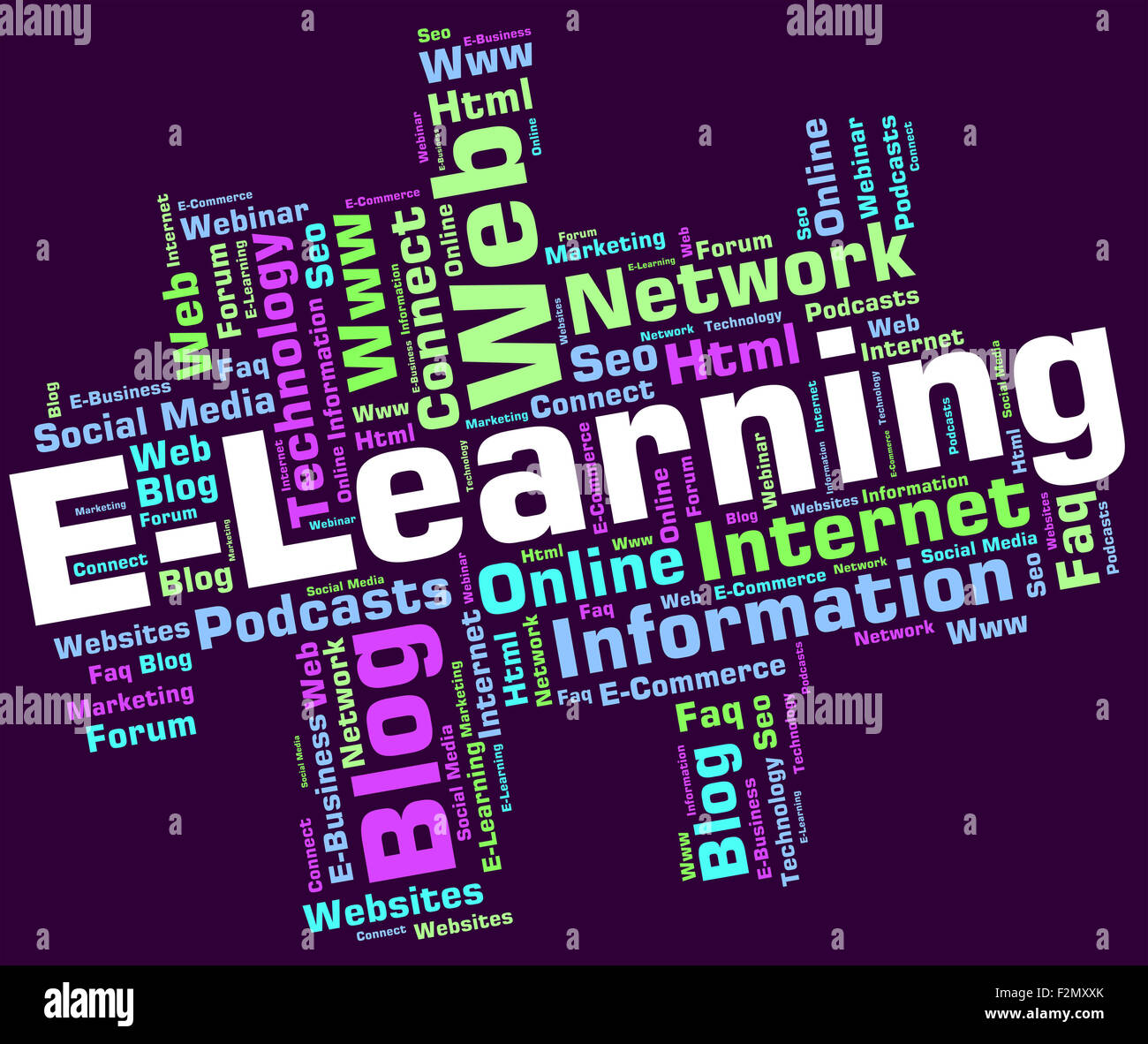 Elearning Word Indicating World Wide Web And Web Site Stock Photo - Alamy