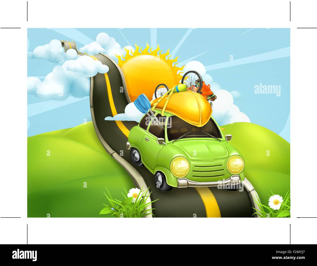 Traveling by car, vector illustration Stock Vector