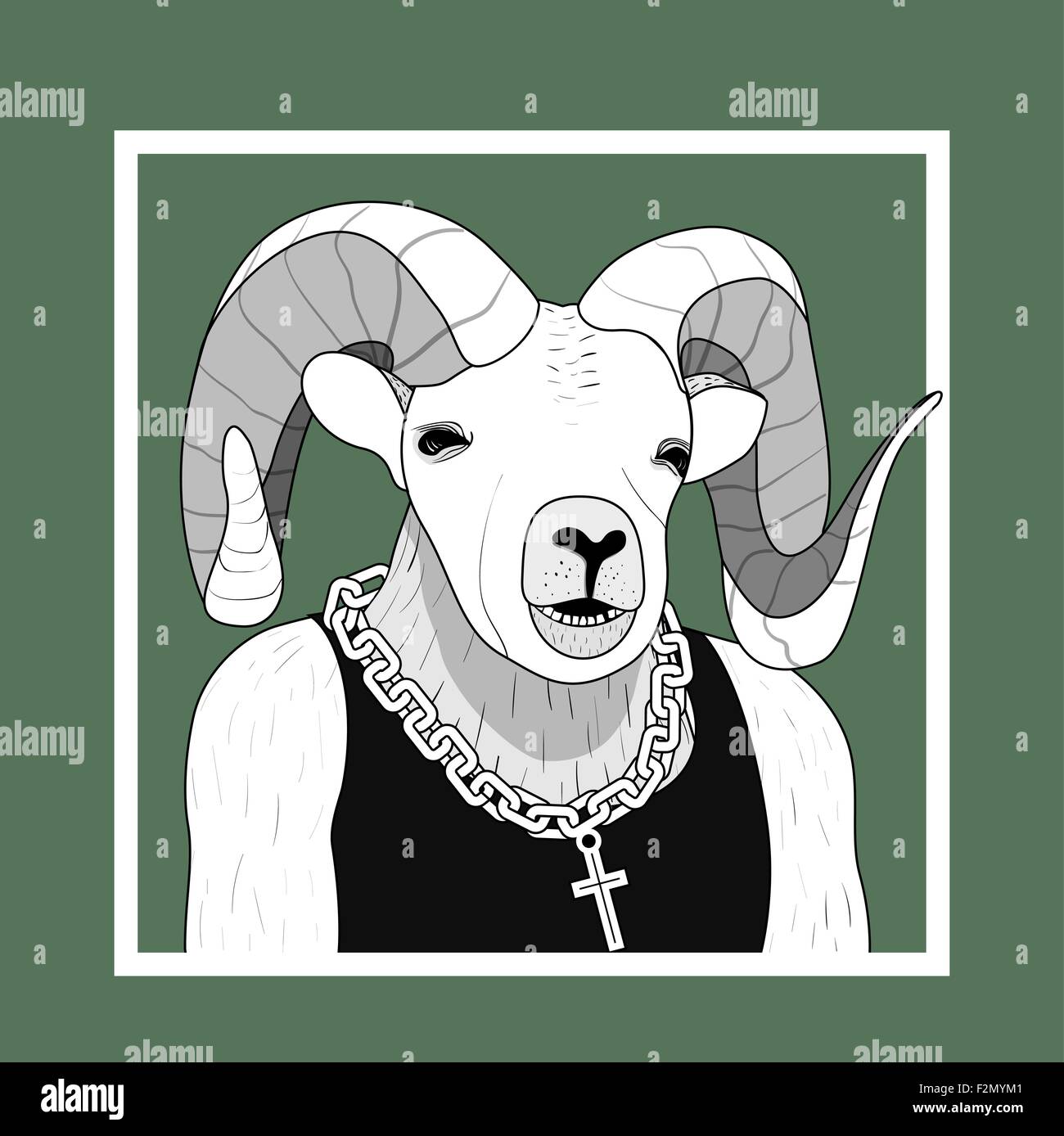 Hipster vector Illustration of dressed up Muscled ram Stock Vector