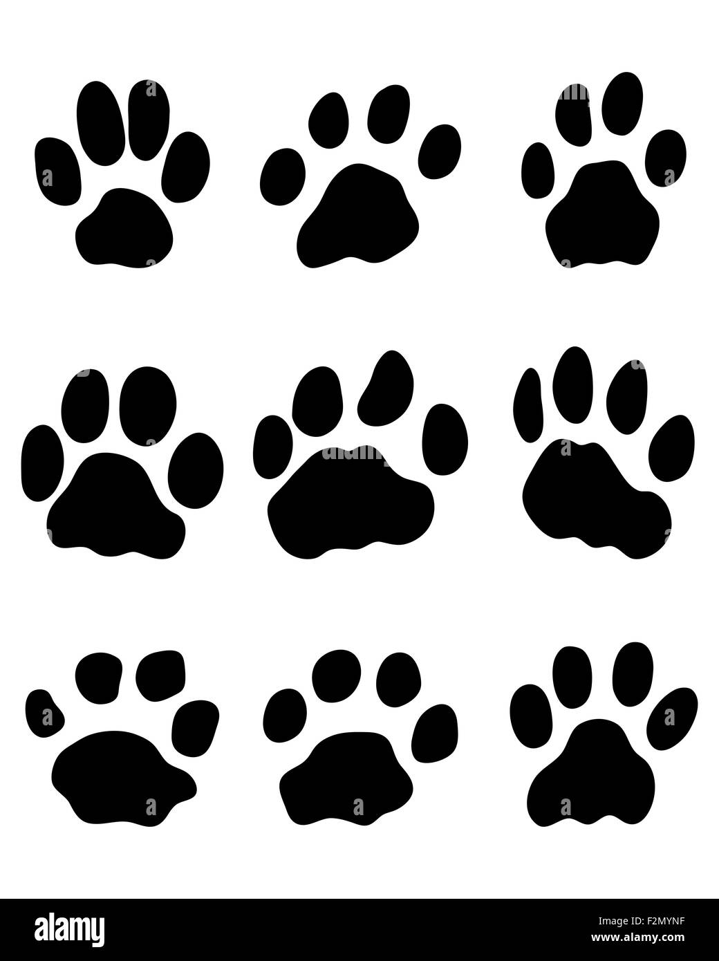 Black print of jaguar paw, vector Stock Photo