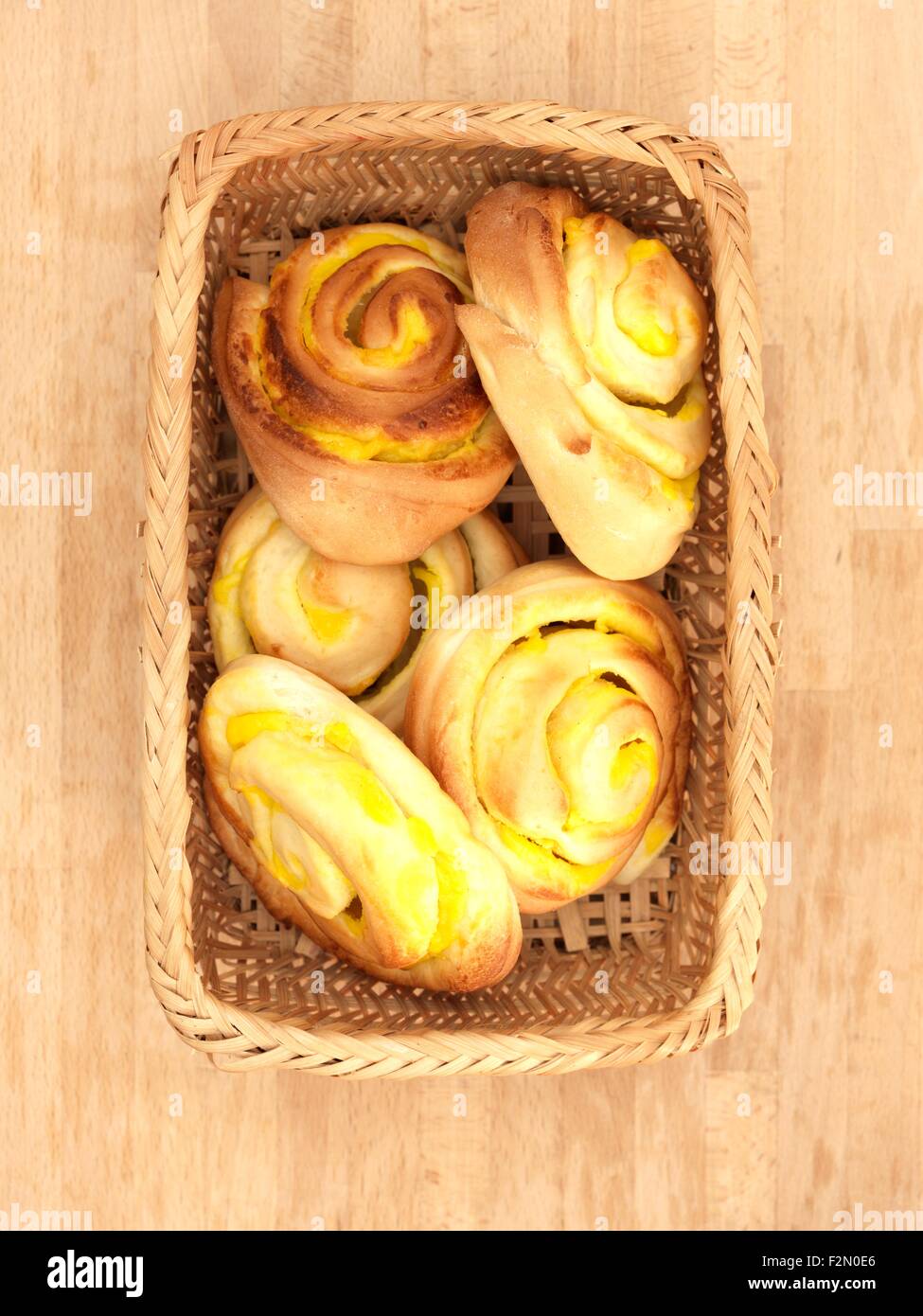 A Close Up Shot Of Pastry Custard Scrolls Stock Photo Alamy