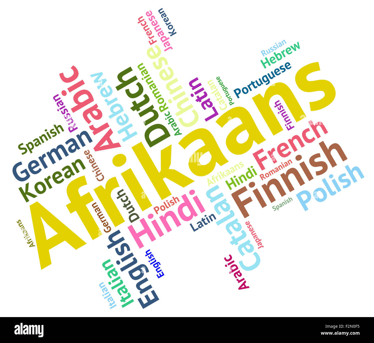 Afrikaans Word Indicating Study Language And Translate Stock Photo