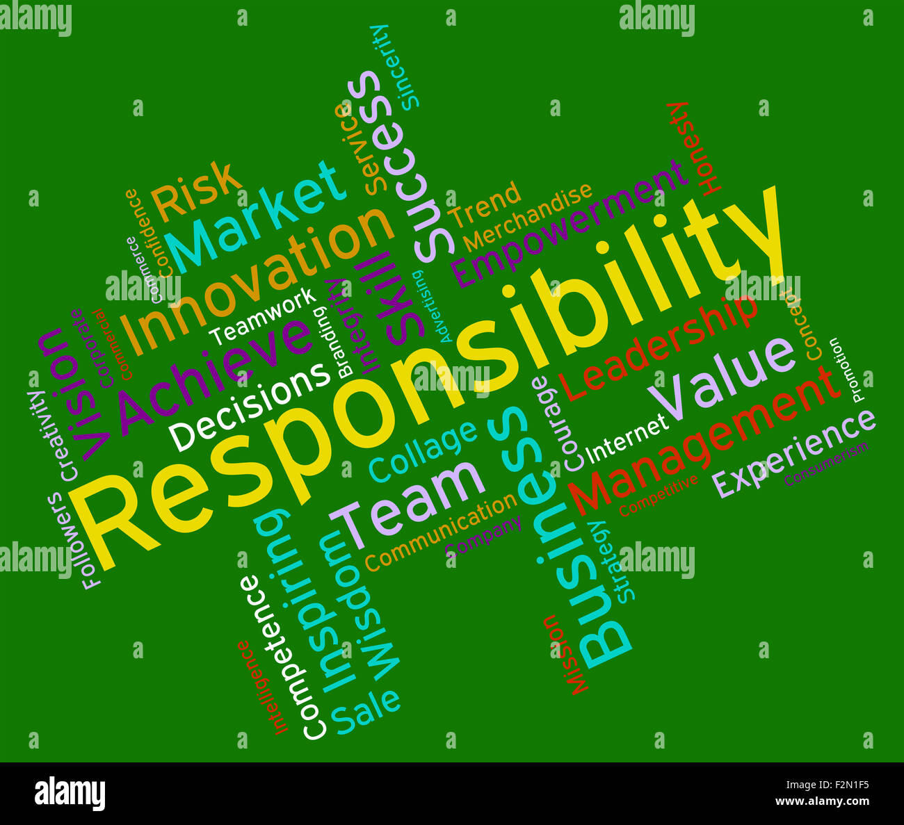Responsibility Words Meaning Text Accountabilities And Duties Stock