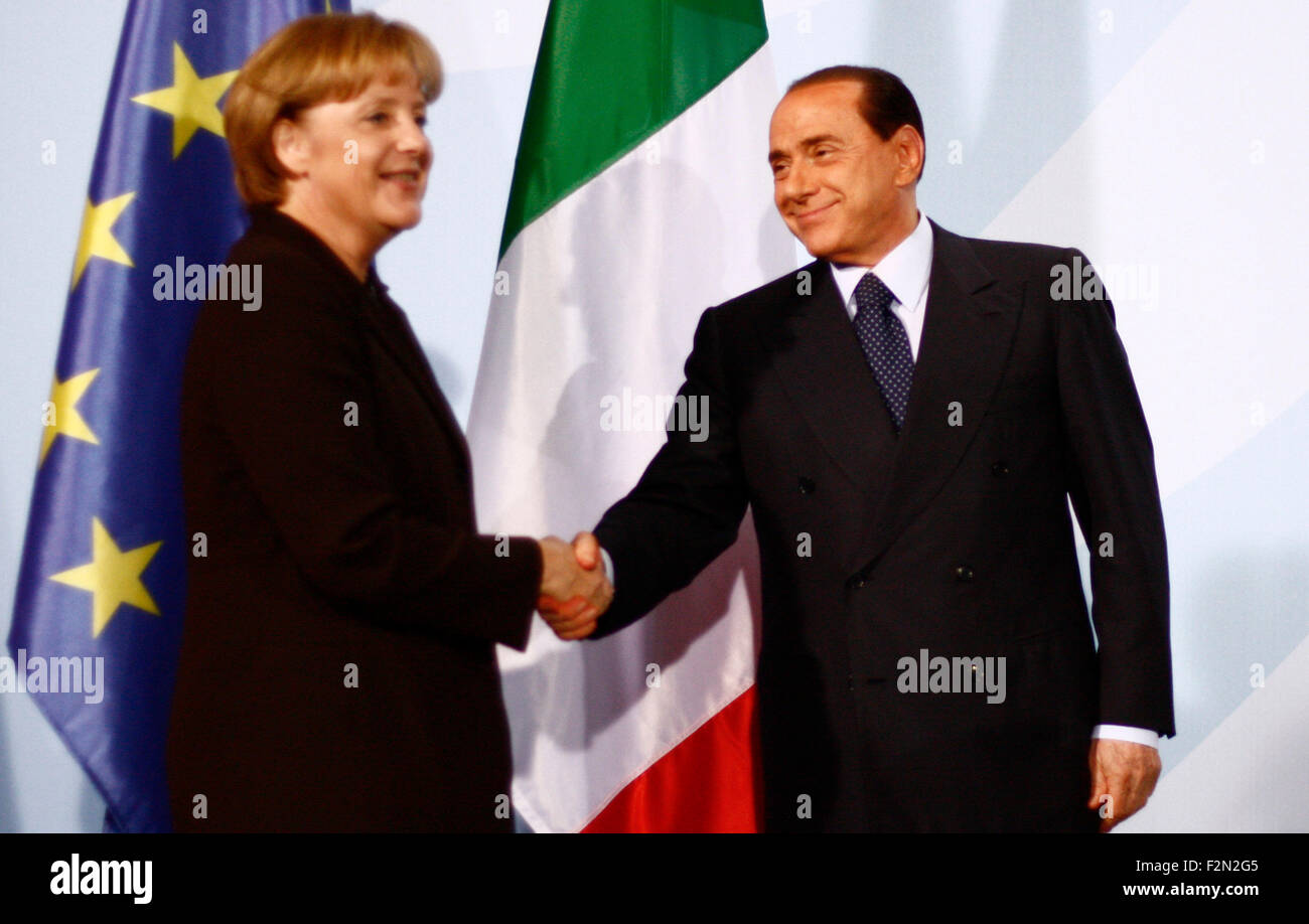 Angela Merkel, Silvio Berlusconi - Treffen des italienischen Ministerpraesidenten mit der dt. Bundeskanzlerin, Bundeskanzleramt, Stock Photo