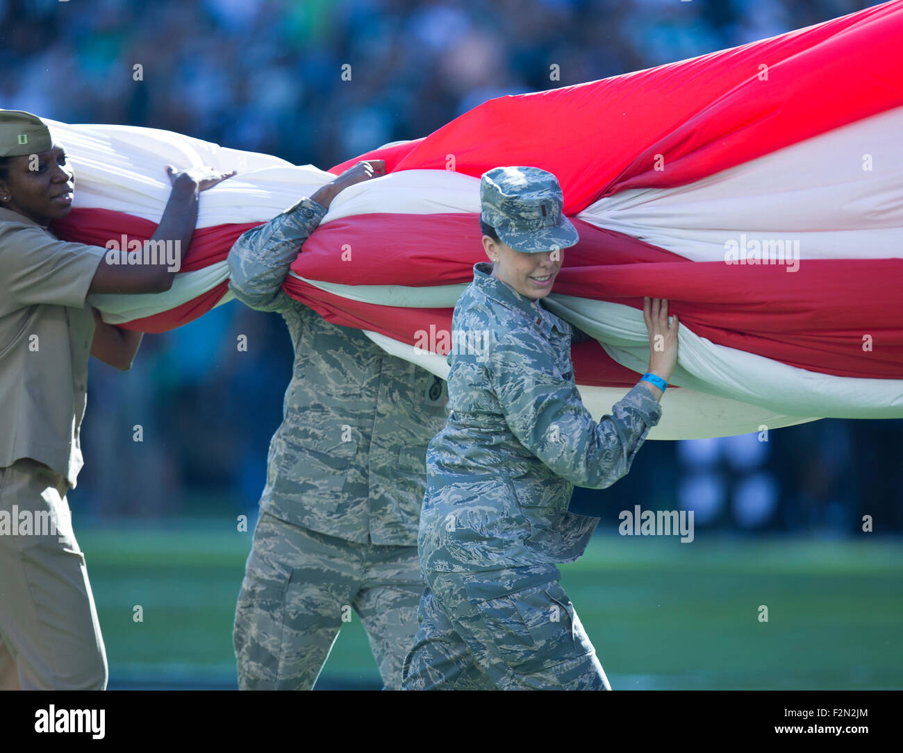 color guard American flag football Stock Photo