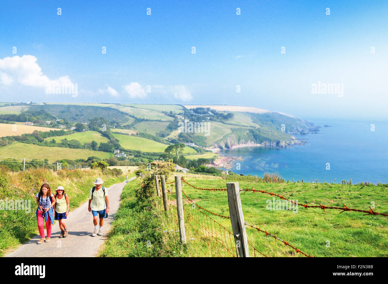 The South West Coast Path between Polperro and Talland Bay, Cornwall, England, UK Stock Photo