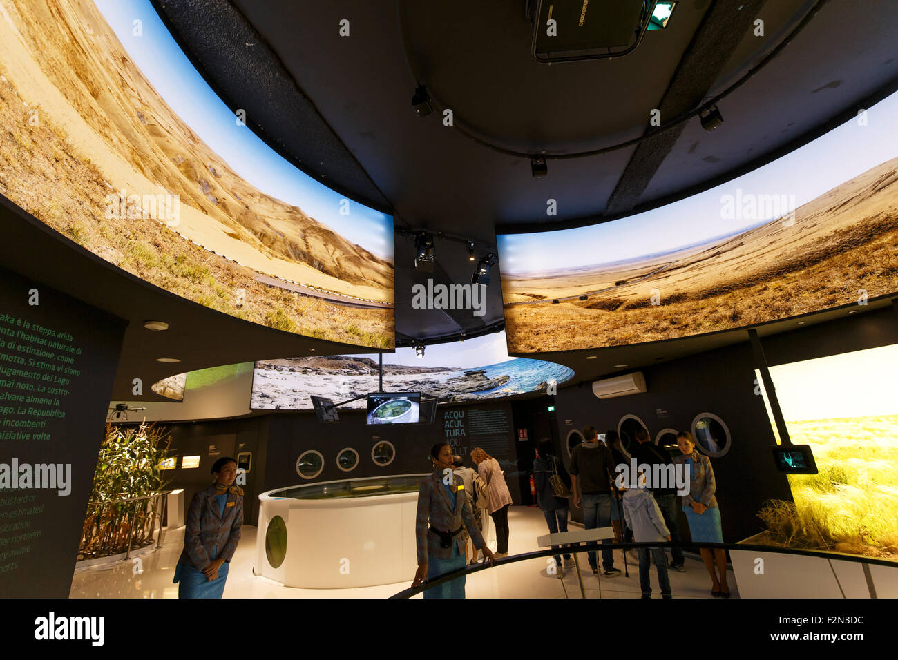 Milan, Italy, 13 September 2015: Detail of the inside Kazakhstan pavilion at the exhibition Expo 2015 Italy. Stock Photo
