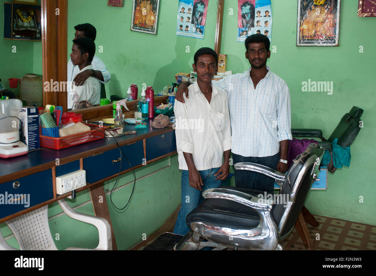 Kushalnagar Barber shop Stock Photo
