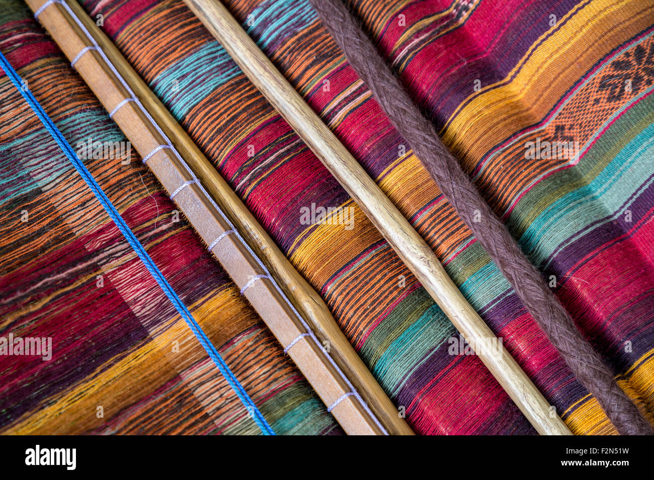 Peruvian  Poncho-style Textile by Weaver from Cusco. Stock Photo