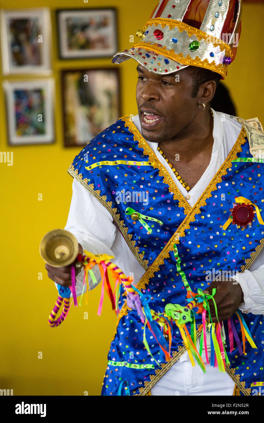 Afro-Peruvian Demonstrating Zapateo, a Traditional Performance Combining Tap-dancing and Music. Stock Photo