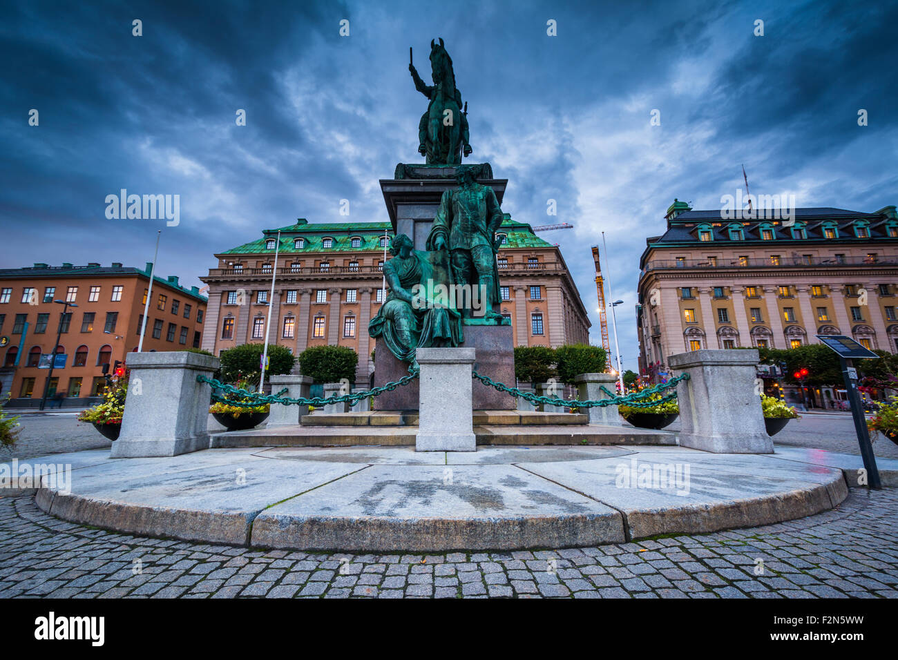 Statue of King Gustav II Adolf at Gustav Adolf's torg in Norrmalm, Stockholm, Sweden. Stock Photo