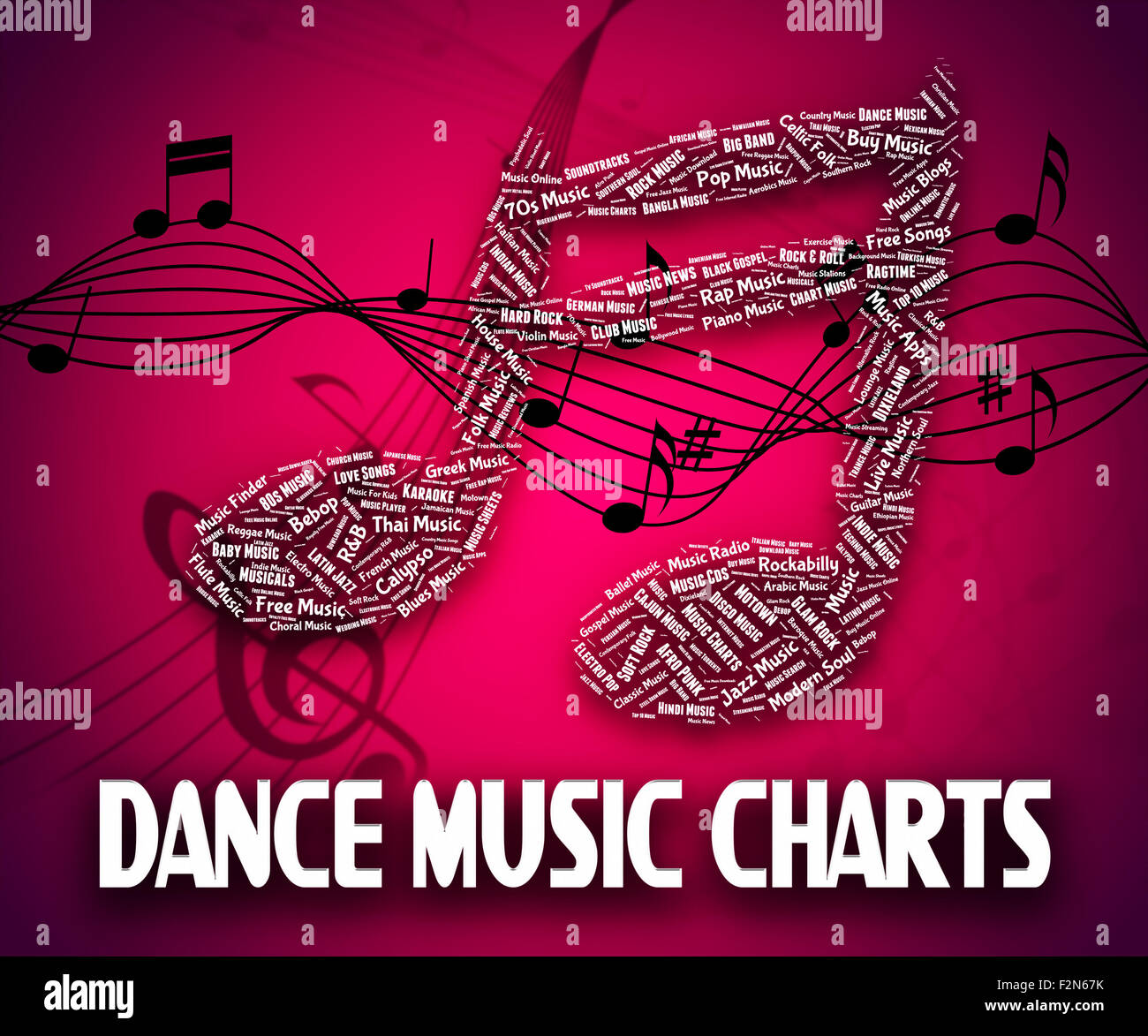 Dance Music Charts Representing Top Ten And Songs Stock Photo - Alamy