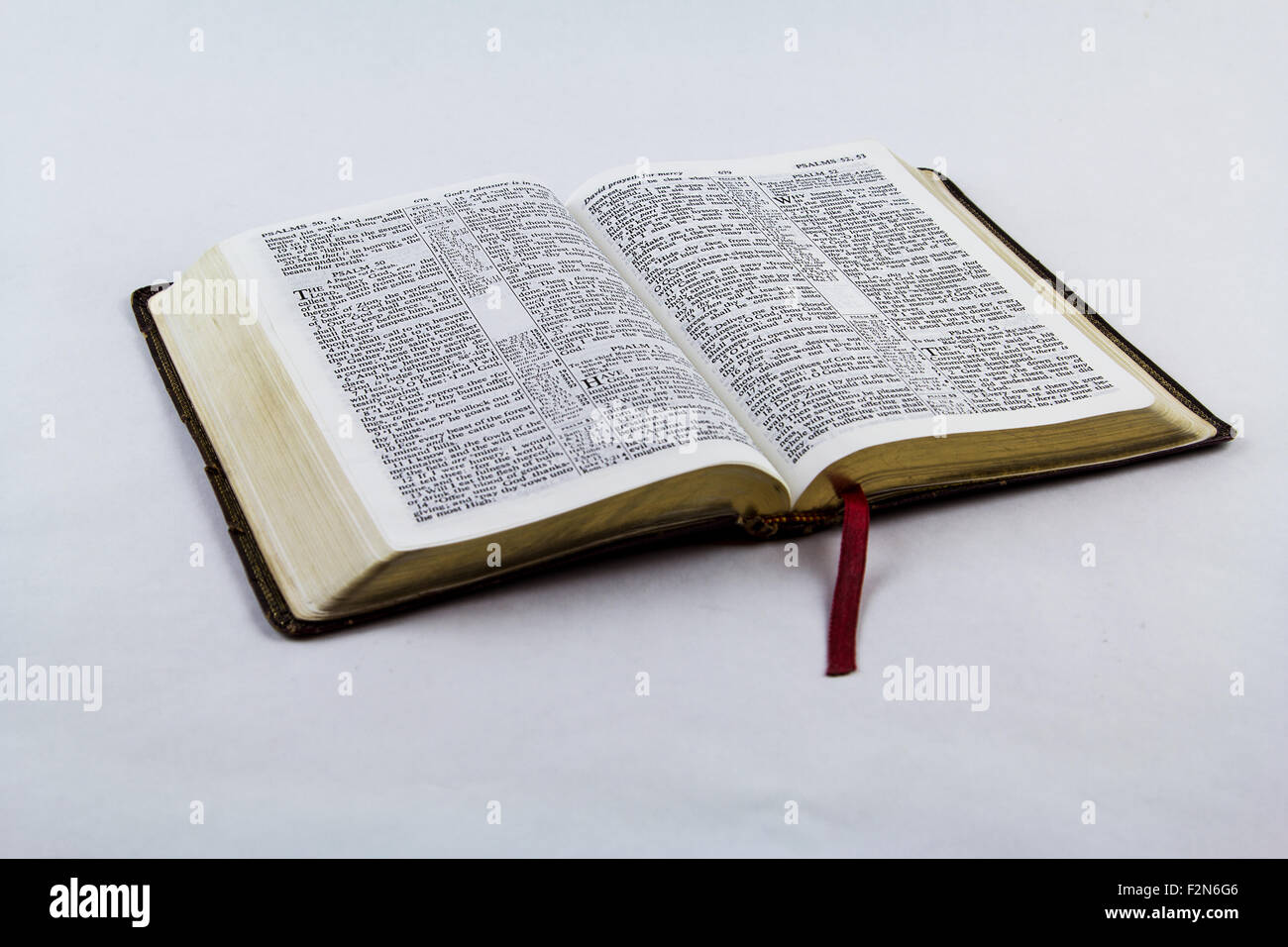 Open King James bible on a white background Stock Photo
