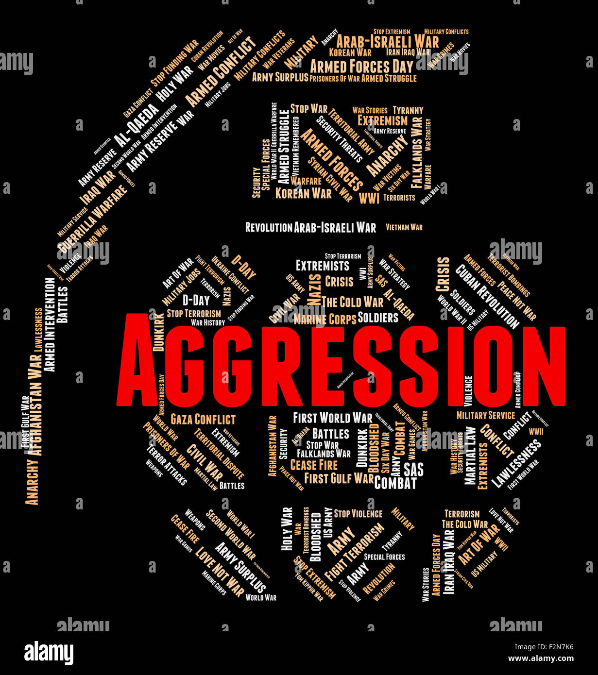 Aggression word meaning aggressive offence hires stock photography and
