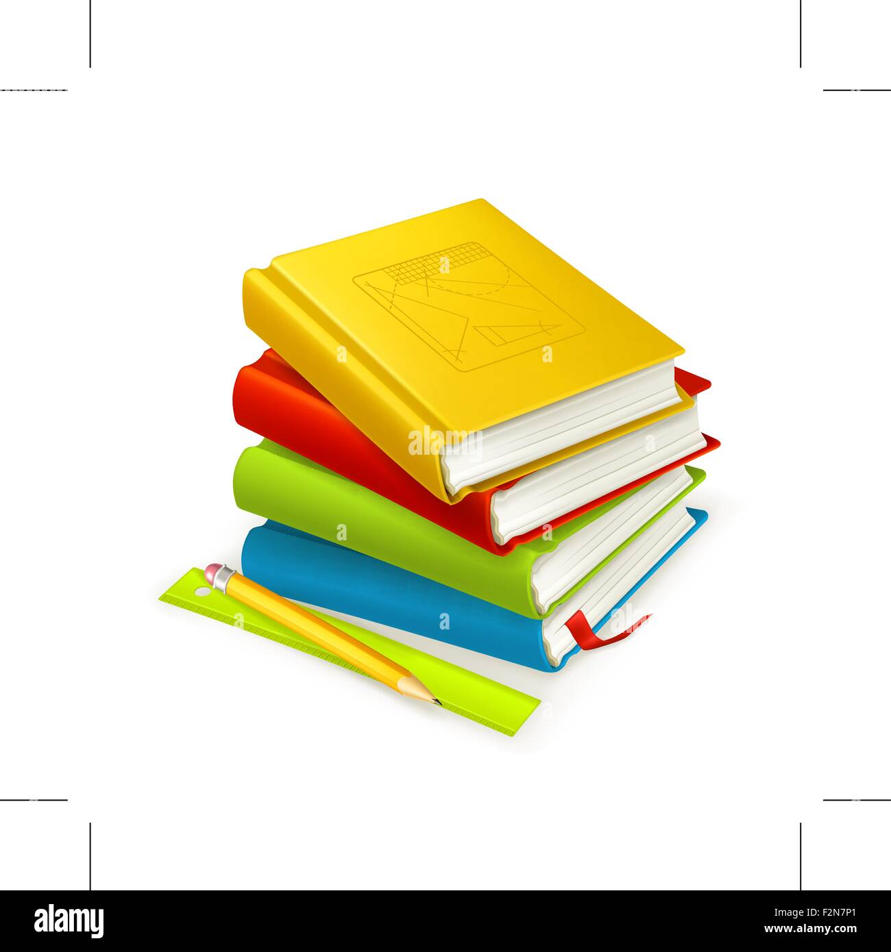 Stack of textbooks. Eps10 vector illustration contains transparency and blending effects. Stock Vector