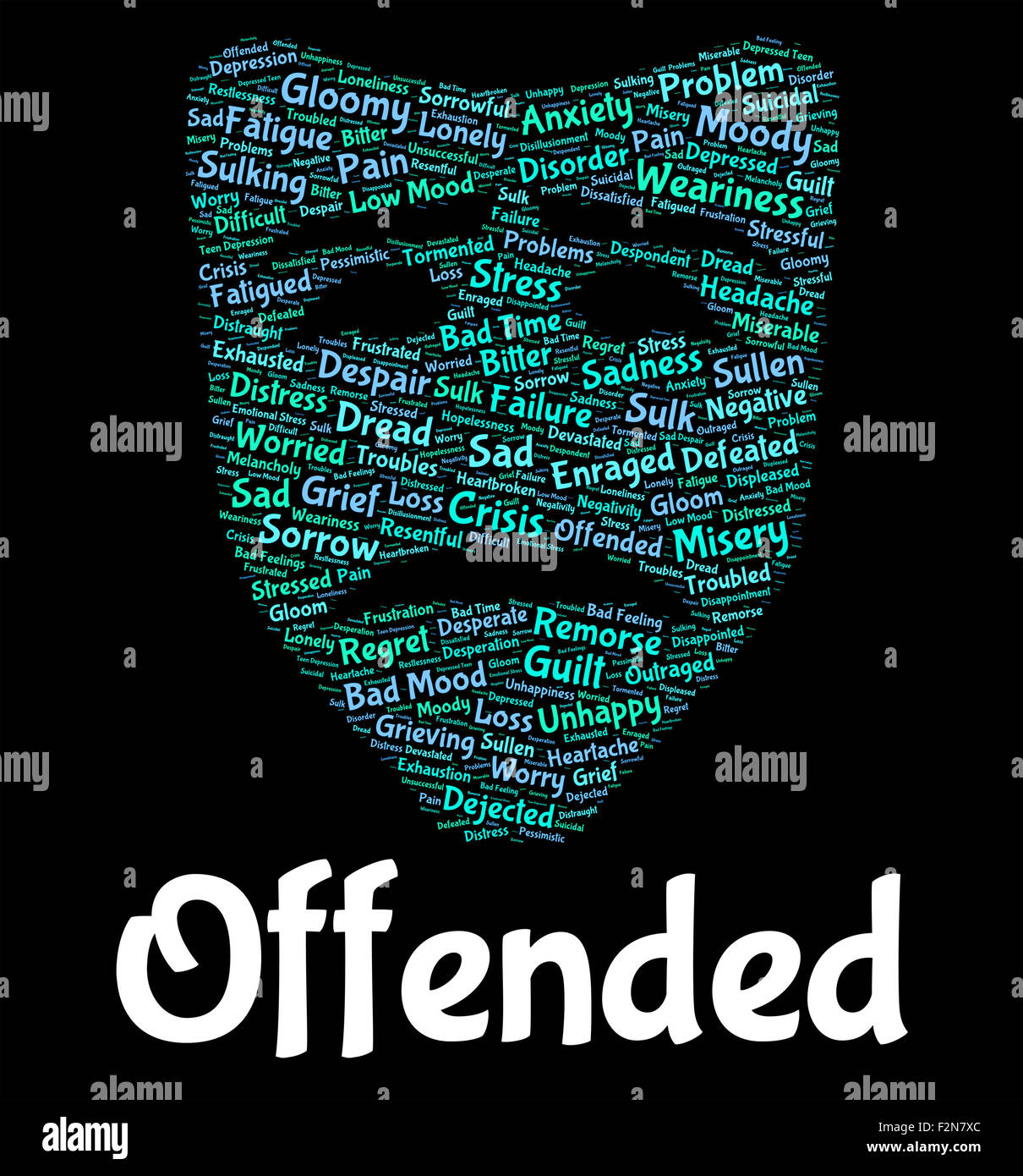 Offended Word Meaning Put Out And Wounded Stock Photo 87748372   Alamy